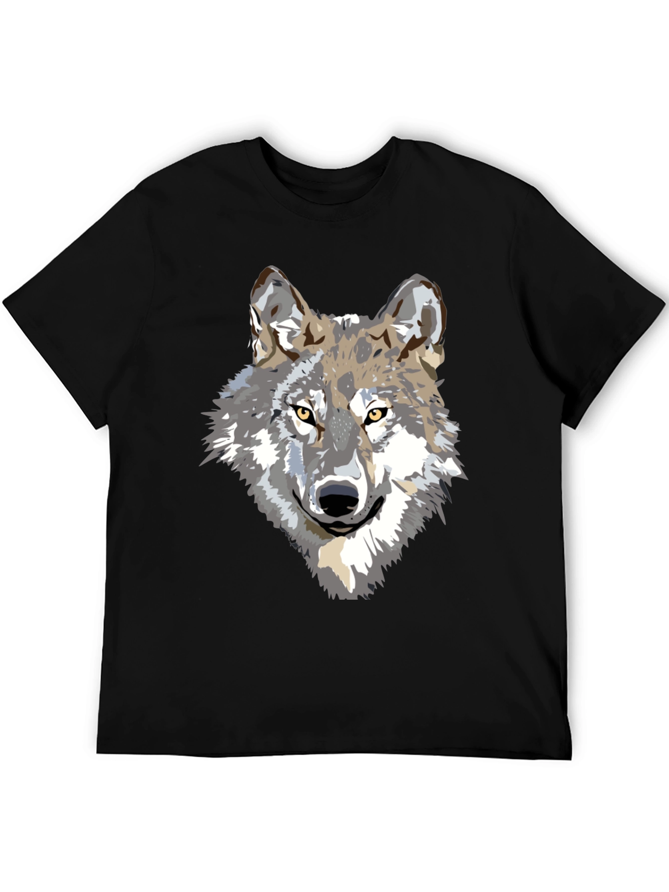 Cool Wolf Graphic Print Mens Black T-Shirt