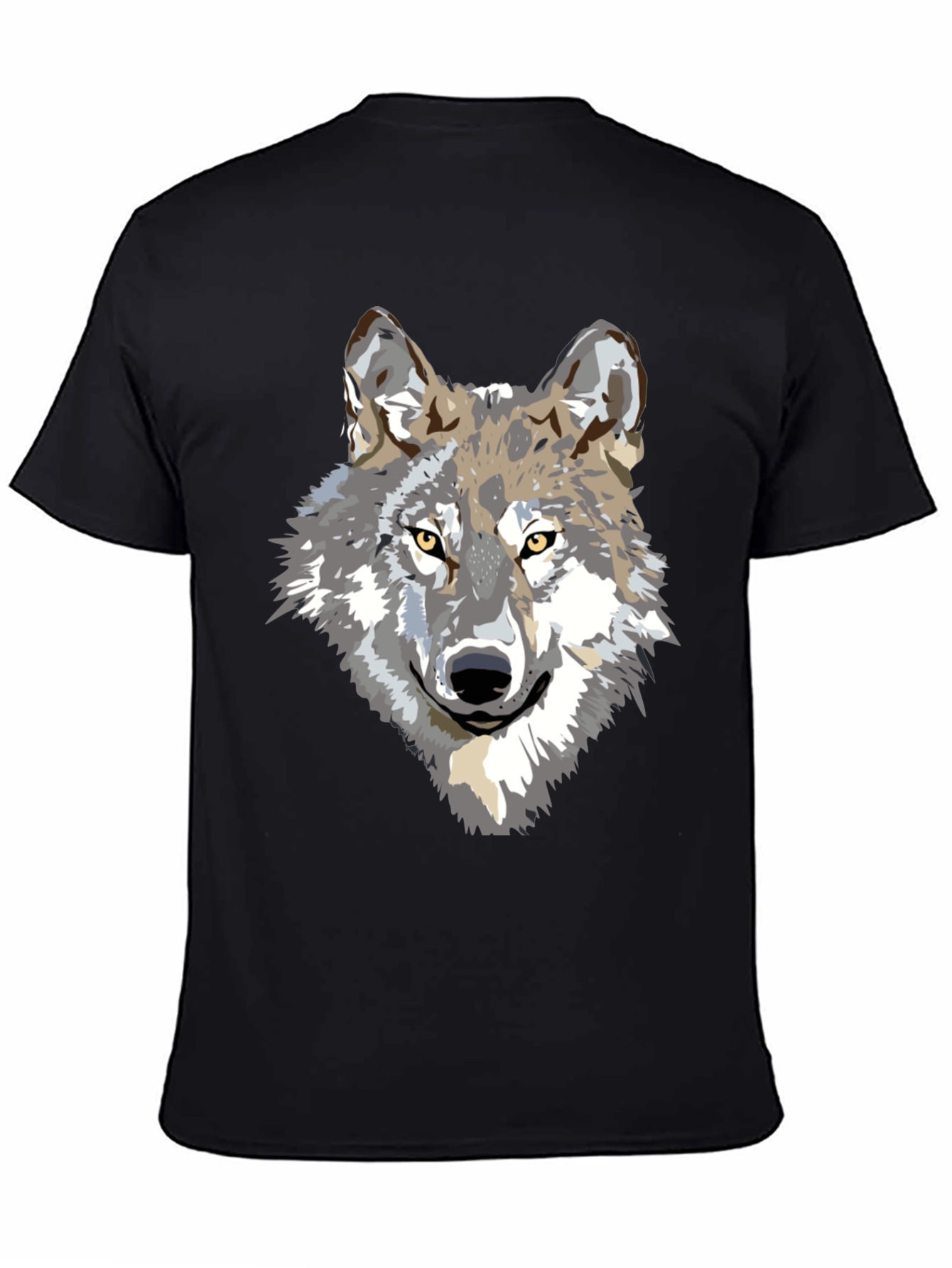 Cool Wolf Graphic Print Mens Black T-Shirt