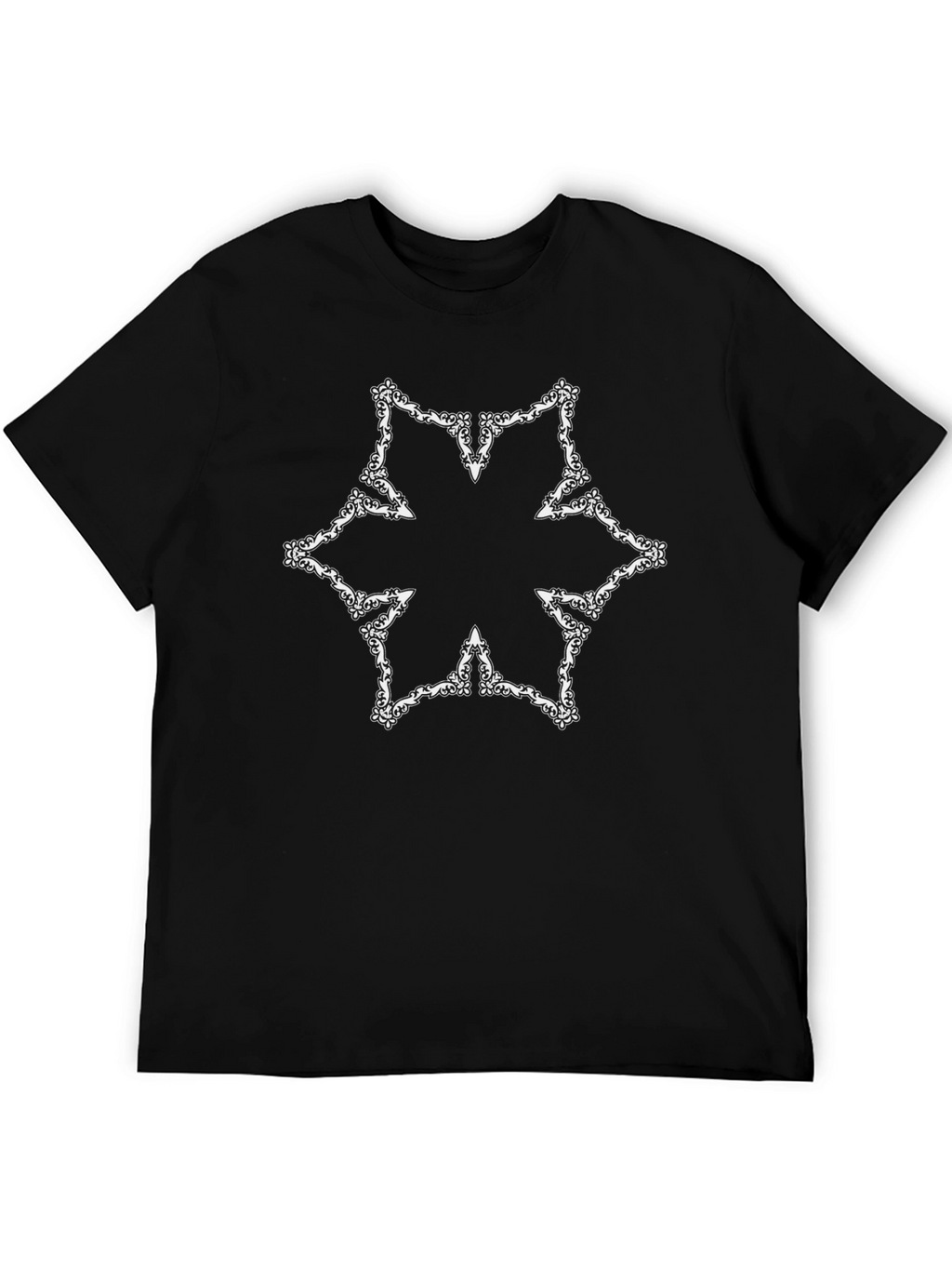 Ornate Snowflake Graphic Tee - Black Cotton Blend