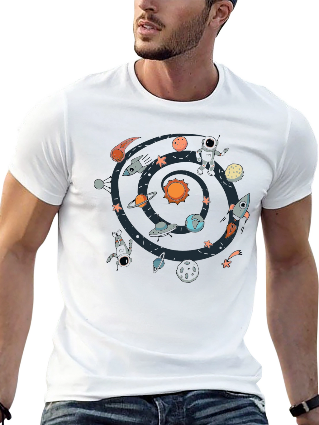 Space Galaxy T-Shirt - Celestial Design Black Tee