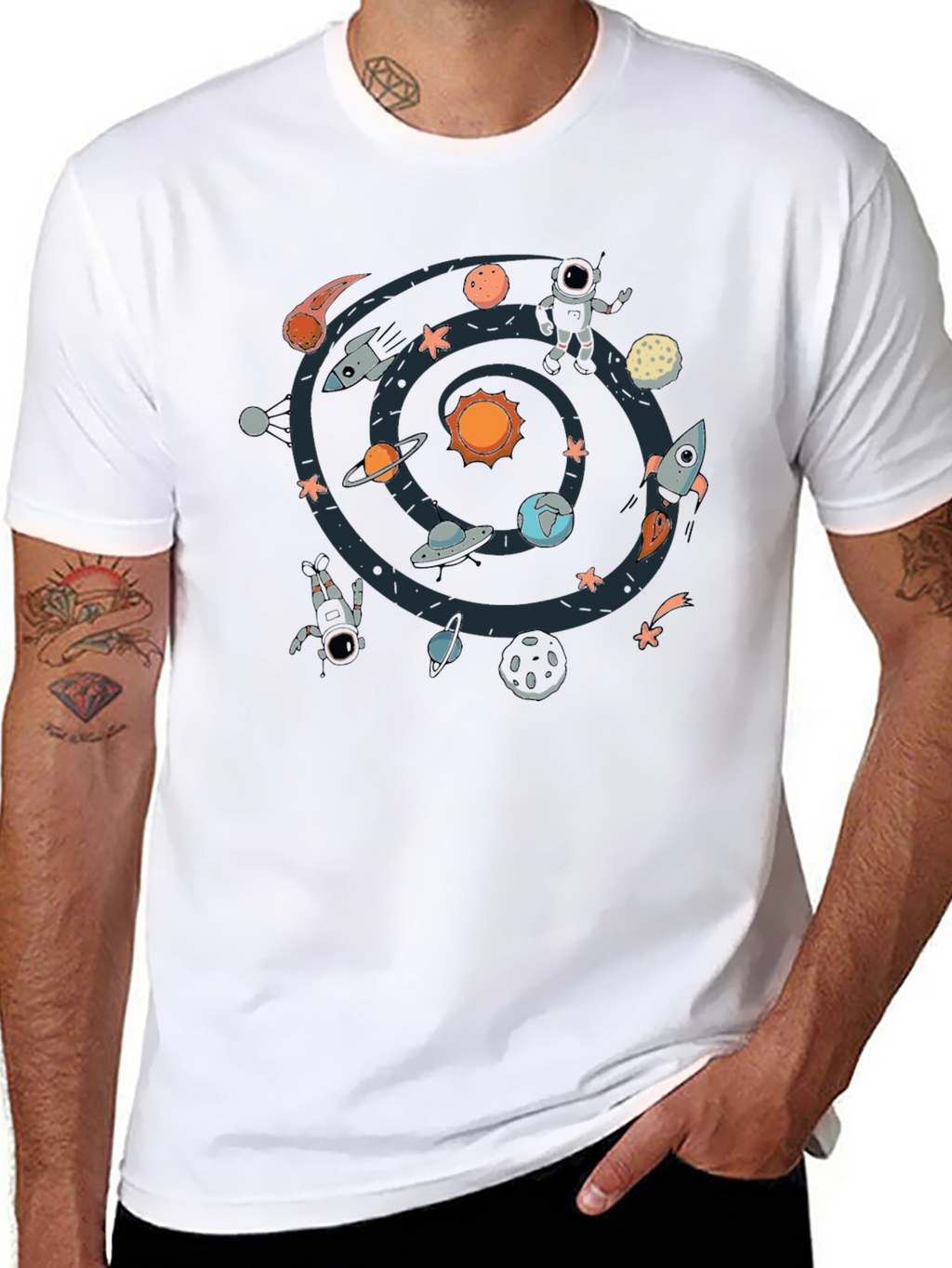 Space Galaxy T-Shirt - Celestial Design Black Tee