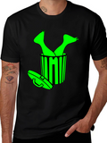 Humorous Black T-Shirt with Alien in Trash Graphic