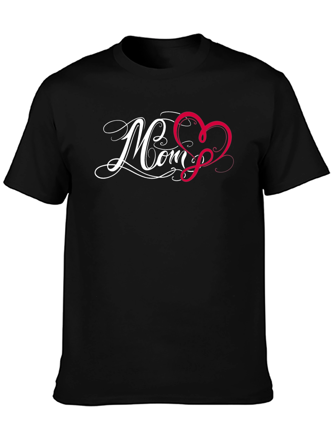 Mom Heart Graphic T-Shirt - Black