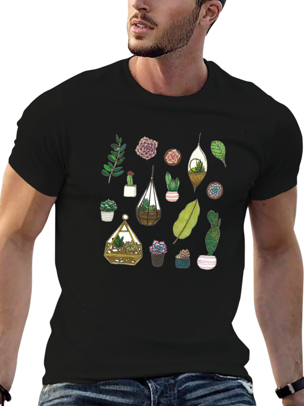 Succulent Plant Lover T-Shirt - Botanical Design