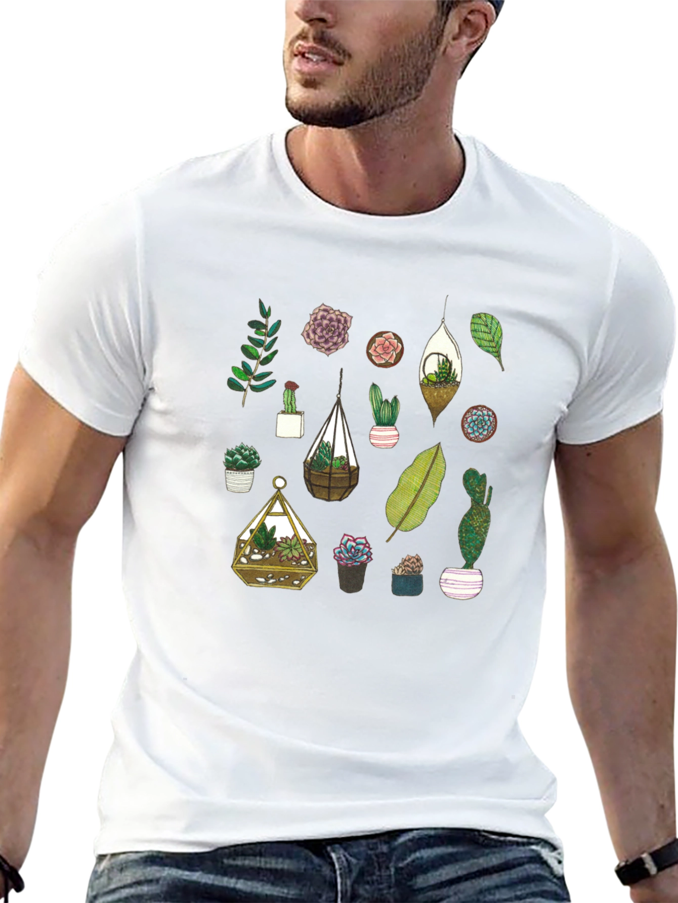 Succulent Plant Lover T-Shirt - Botanical Design
