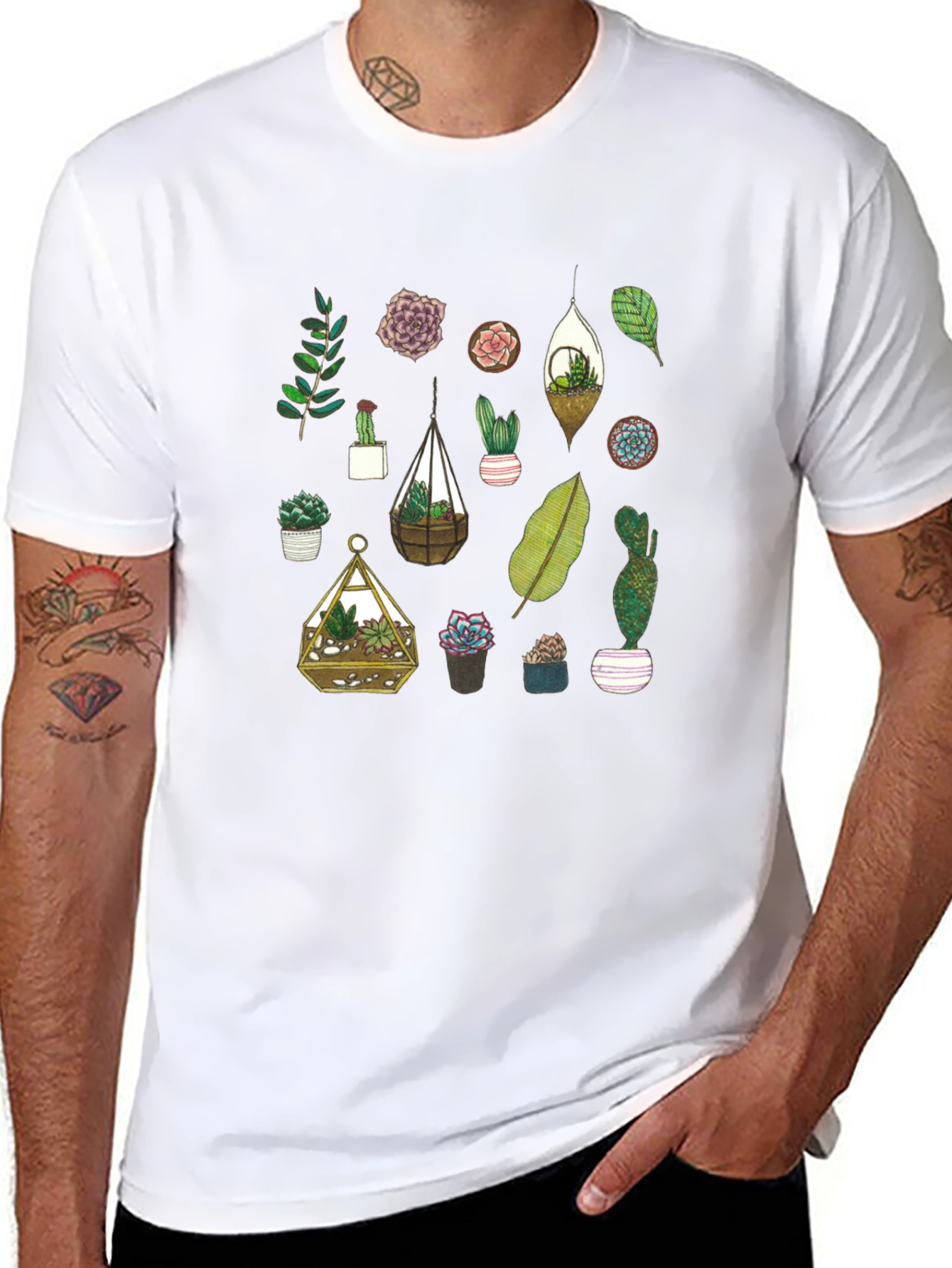 Succulent Plant Lover T-Shirt - Botanical Design