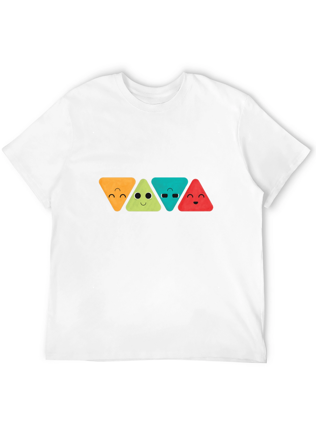 Funny Triangle Faces Graphic Black T-Shirt