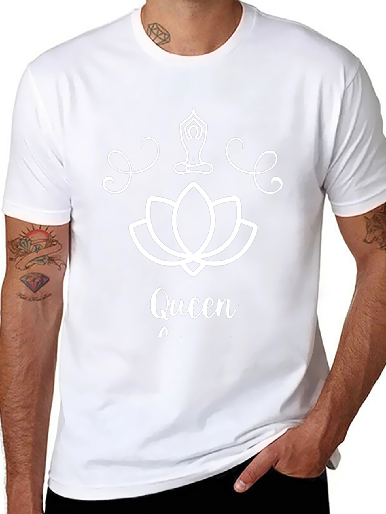 Yoga Queen Black T-Shirt Lotus Graphic