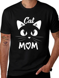 Cat Mom T-Shirt - Black Cotton Blend Tee