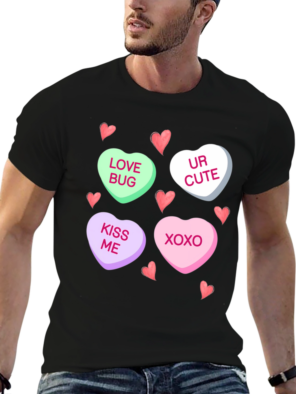 Valentines Day Candy Heart Graphic T-Shirt