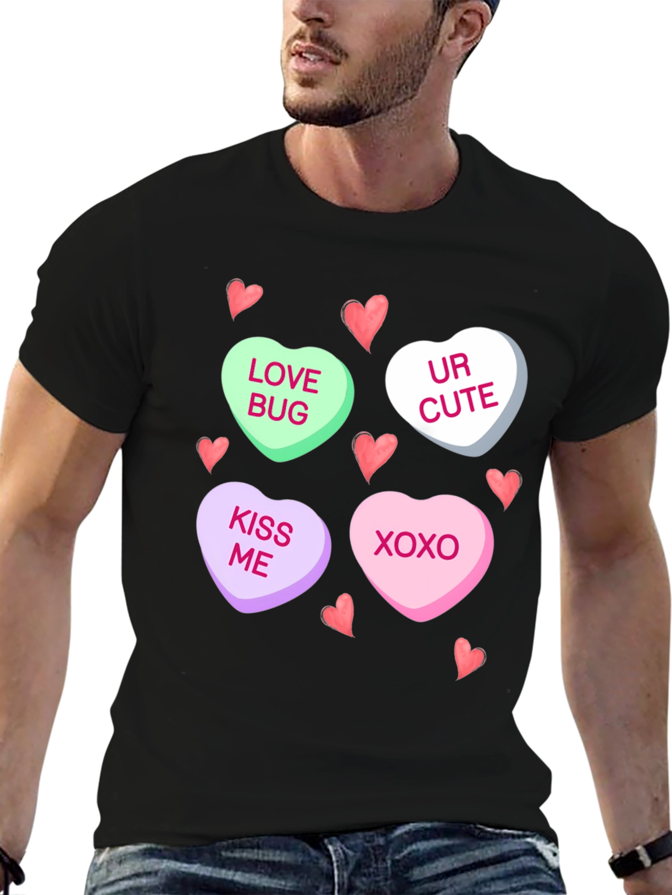 Valentines Day Candy Heart Graphic T-Shirt