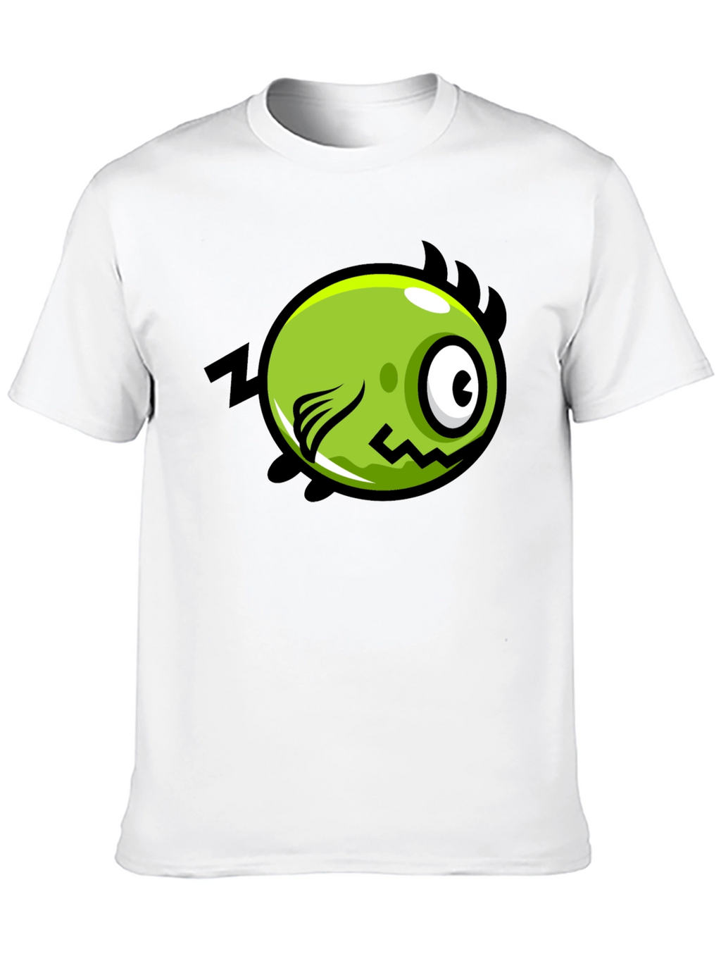 Funky Green Monster Graphic Print Black T-Shirt