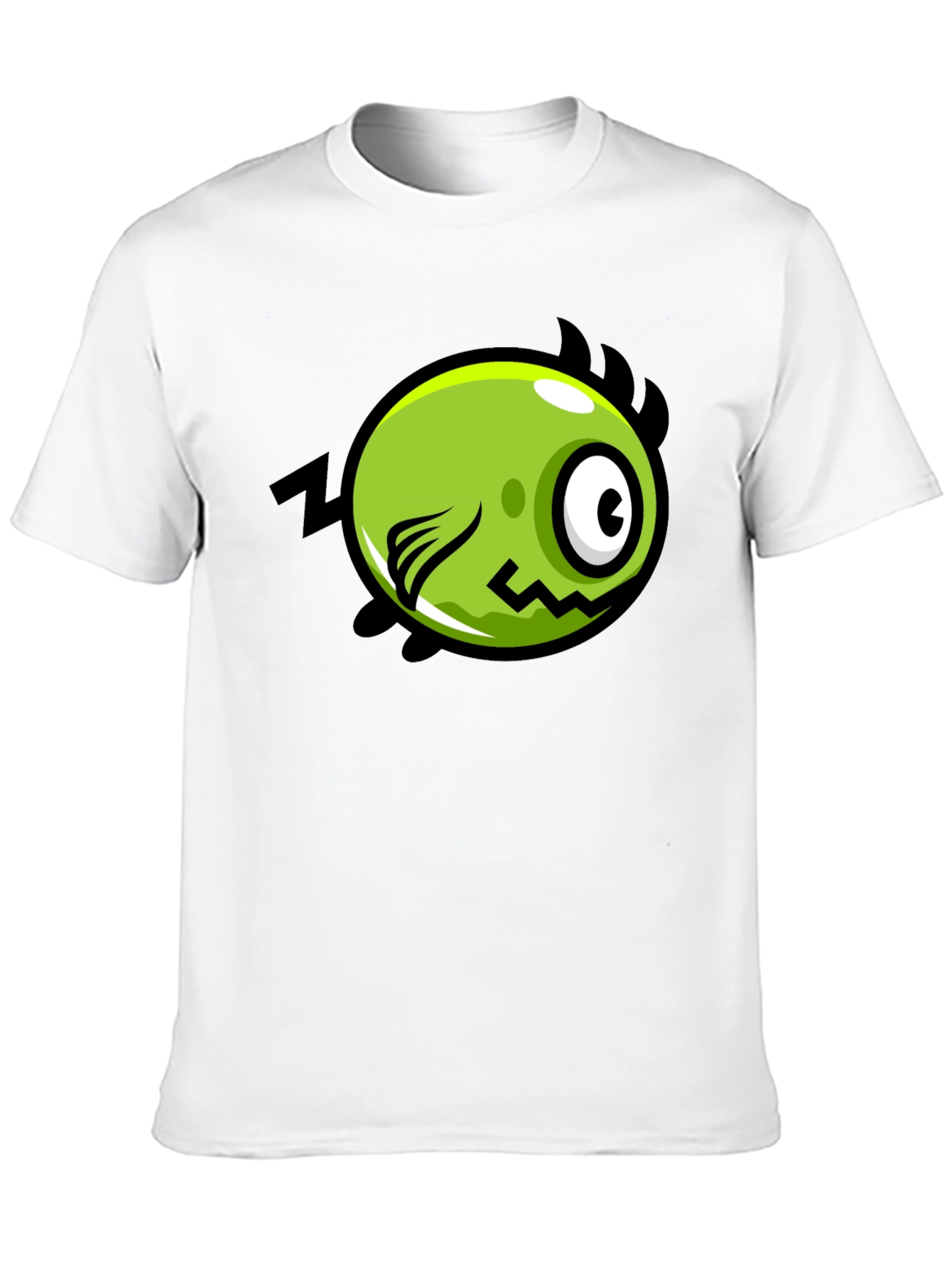 Funky Green Monster Graphic Print Black T-Shirt