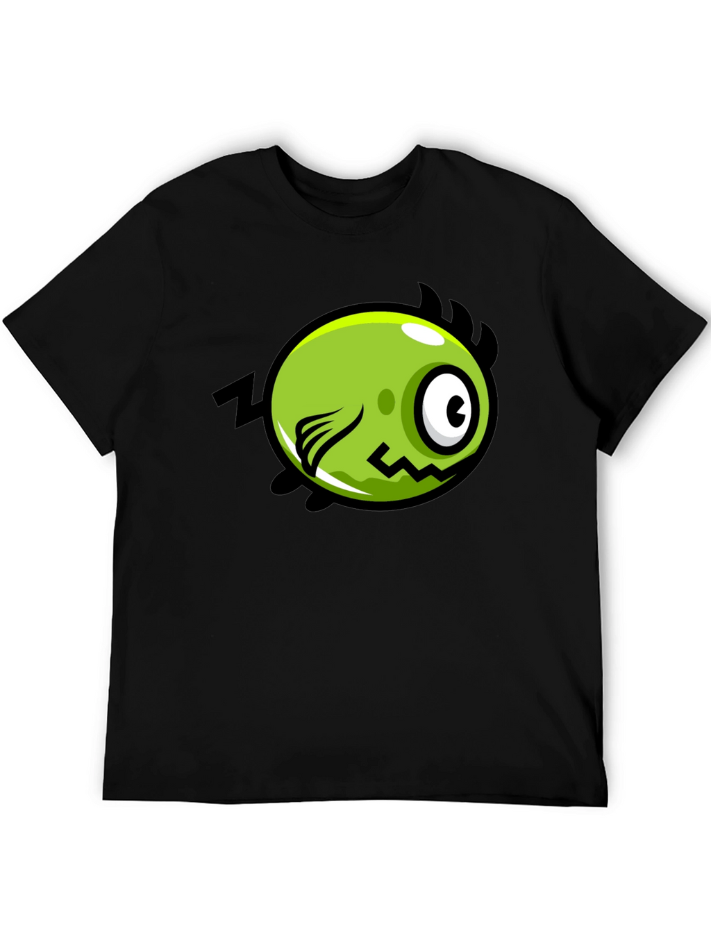 Funky Green Monster Graphic Print Black T-Shirt