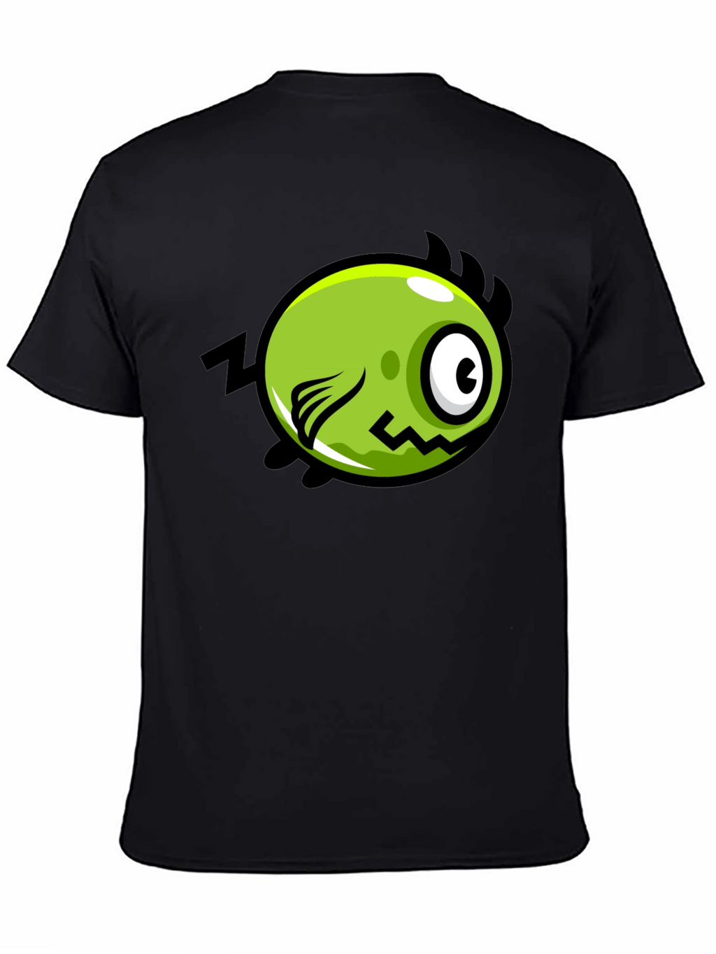 Funky Green Monster Graphic Print Black T-Shirt