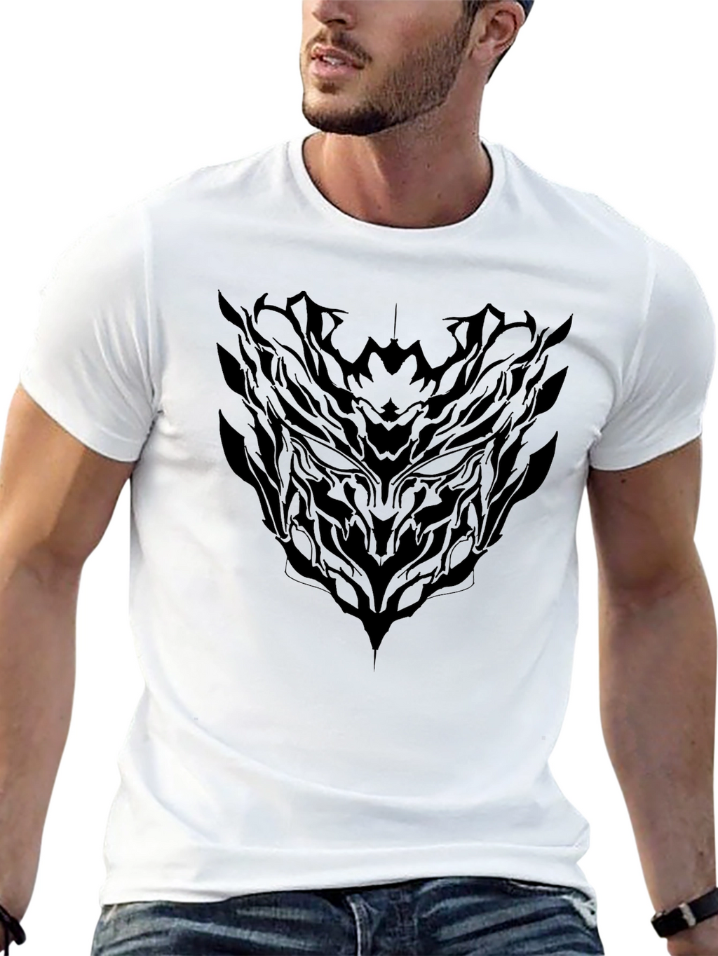 Dark Abstract Graphic Print Mens Black T-Shirt