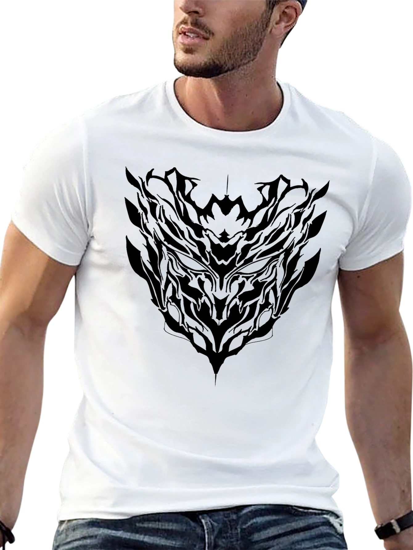 Dark Abstract Graphic Print Mens Black T-Shirt