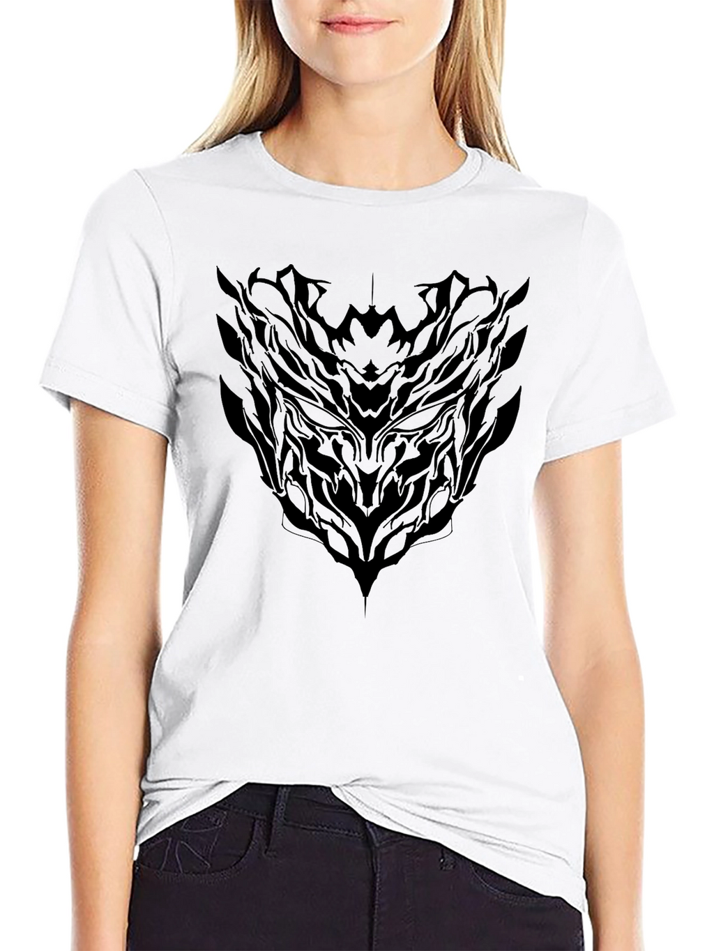 Dark Abstract Graphic Print Mens Black T-Shirt