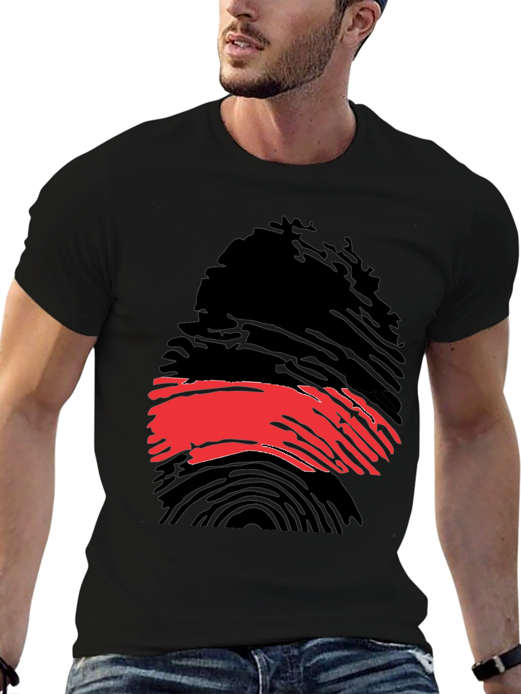 Fingerprint Flag Graphic Tee - Soft Cotton Blend