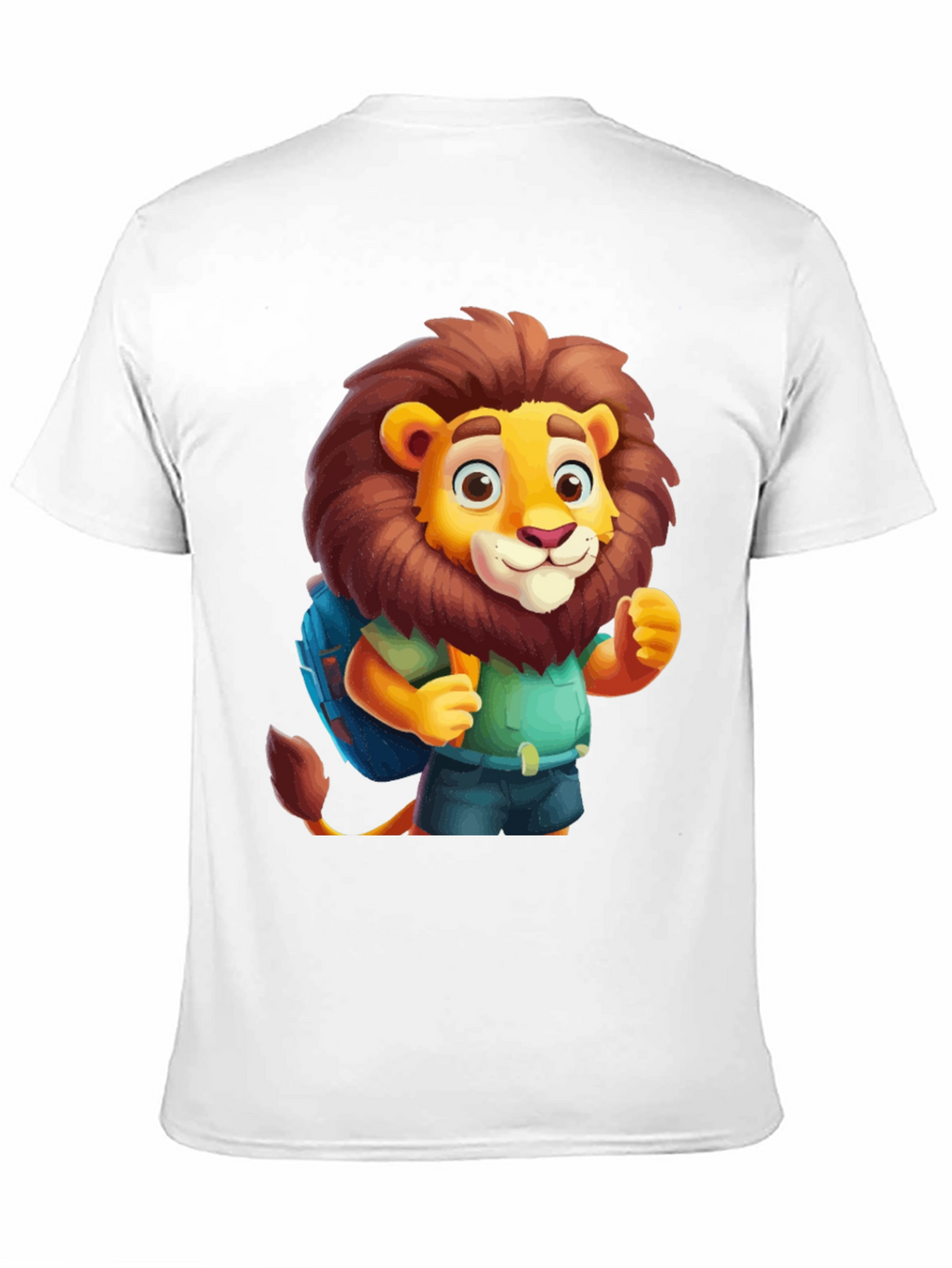 Cartoon Lion Tourist Black T-Shirt