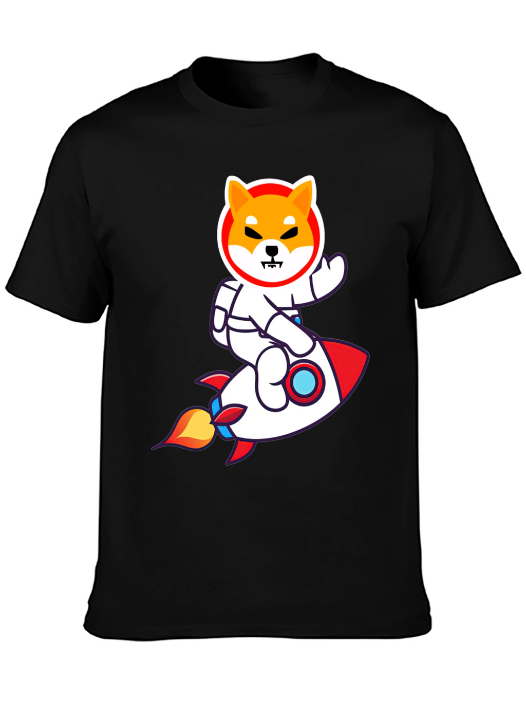 Shiba Inu Astronaut Rocket T-Shirt - Black