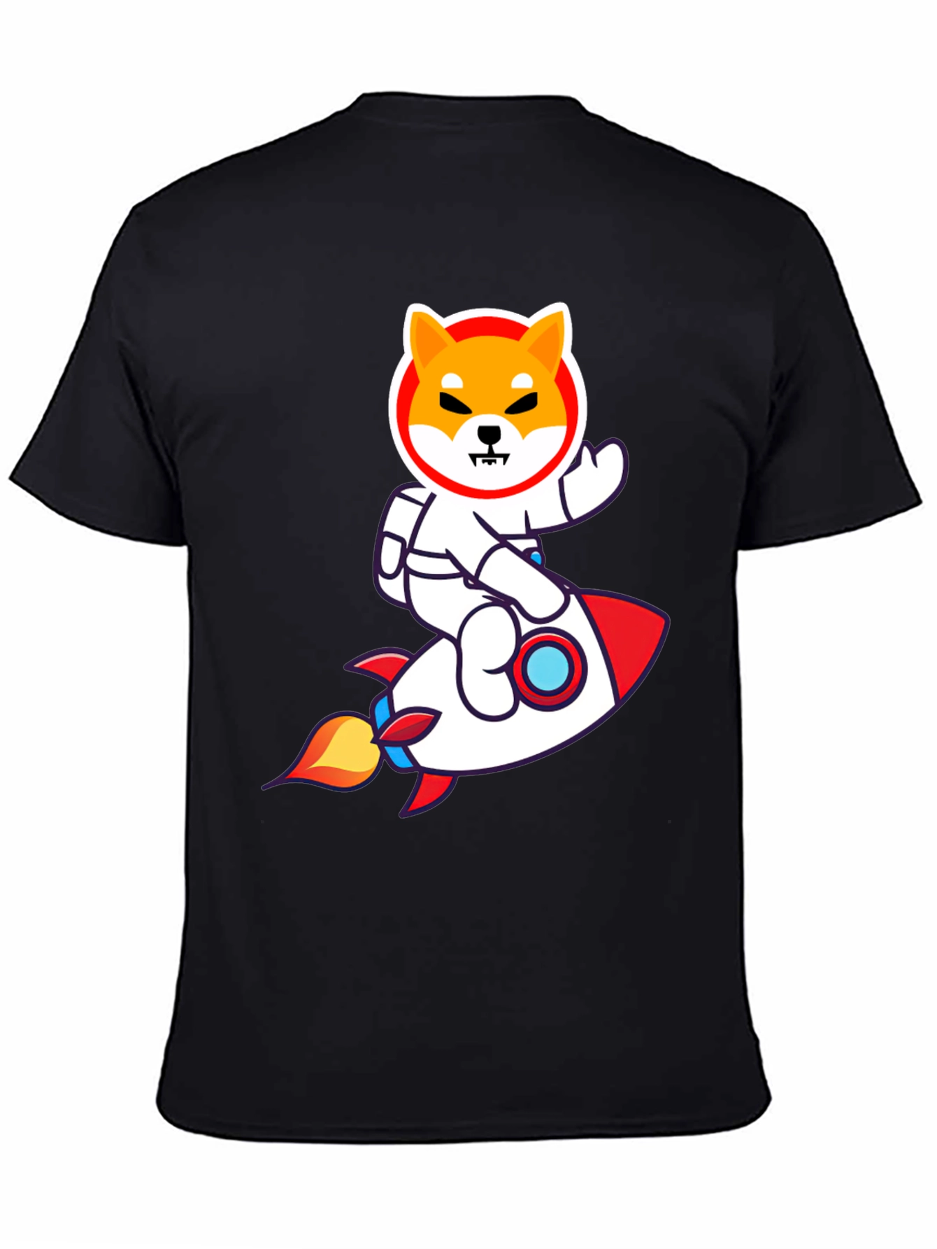 Shiba Inu Astronaut Rocket T-Shirt - Black