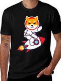Shiba Inu Astronaut Rocket T-Shirt - Black
