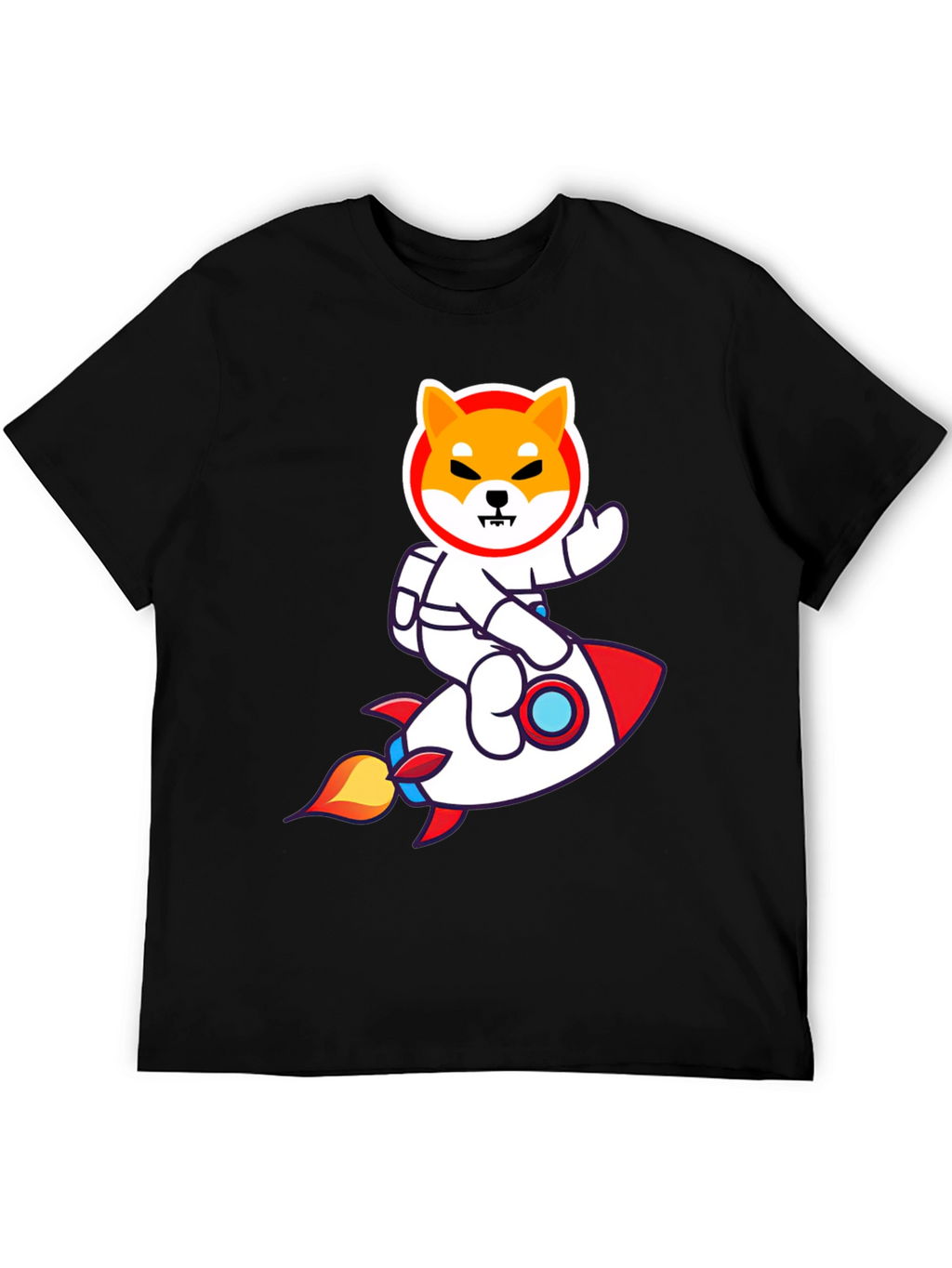 Shiba Inu Astronaut Rocket T-Shirt - Black