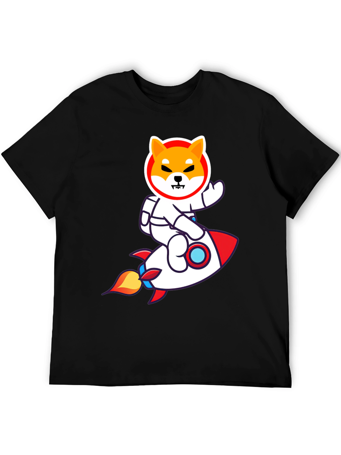 Shiba Inu Astronaut Rocket T-Shirt - Black
