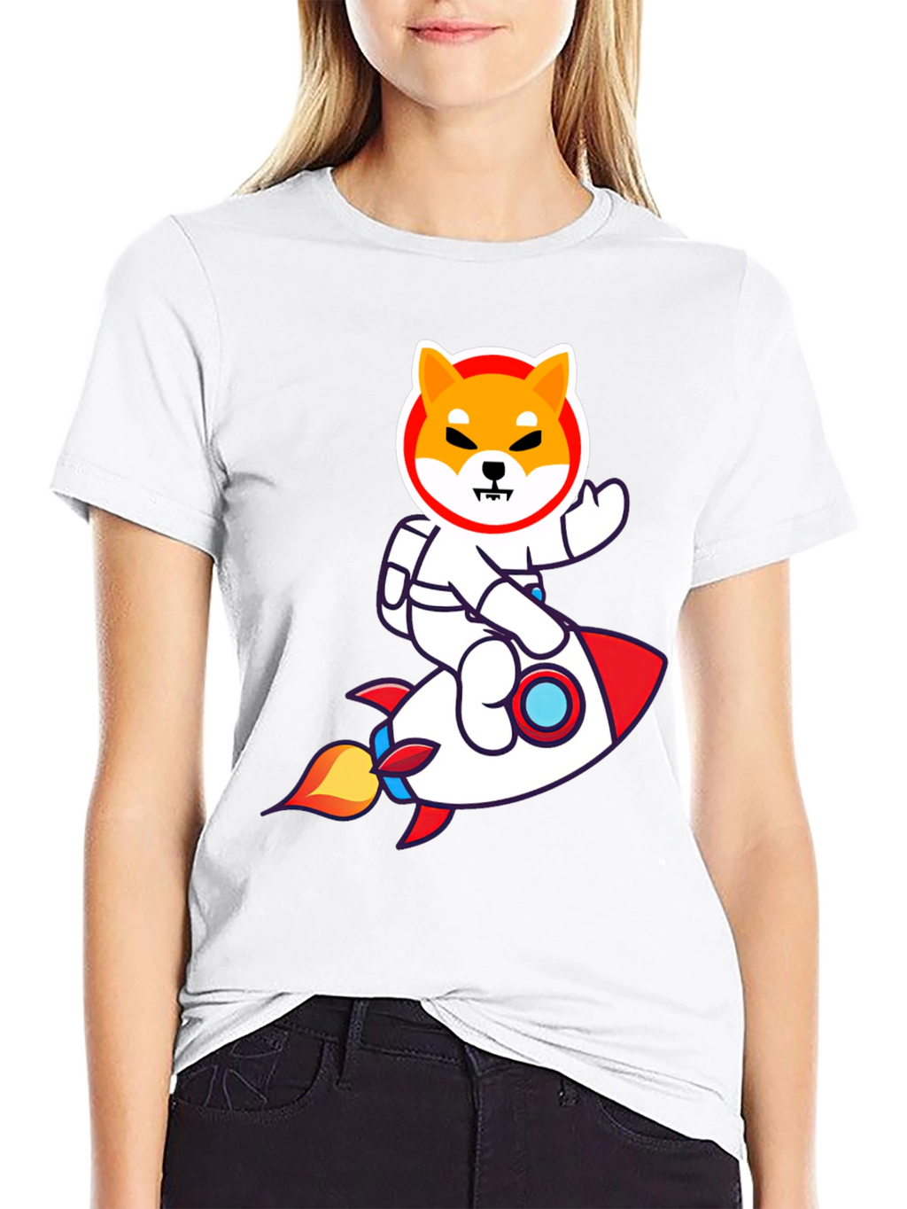 Shiba Inu Astronaut Rocket T-Shirt - Black