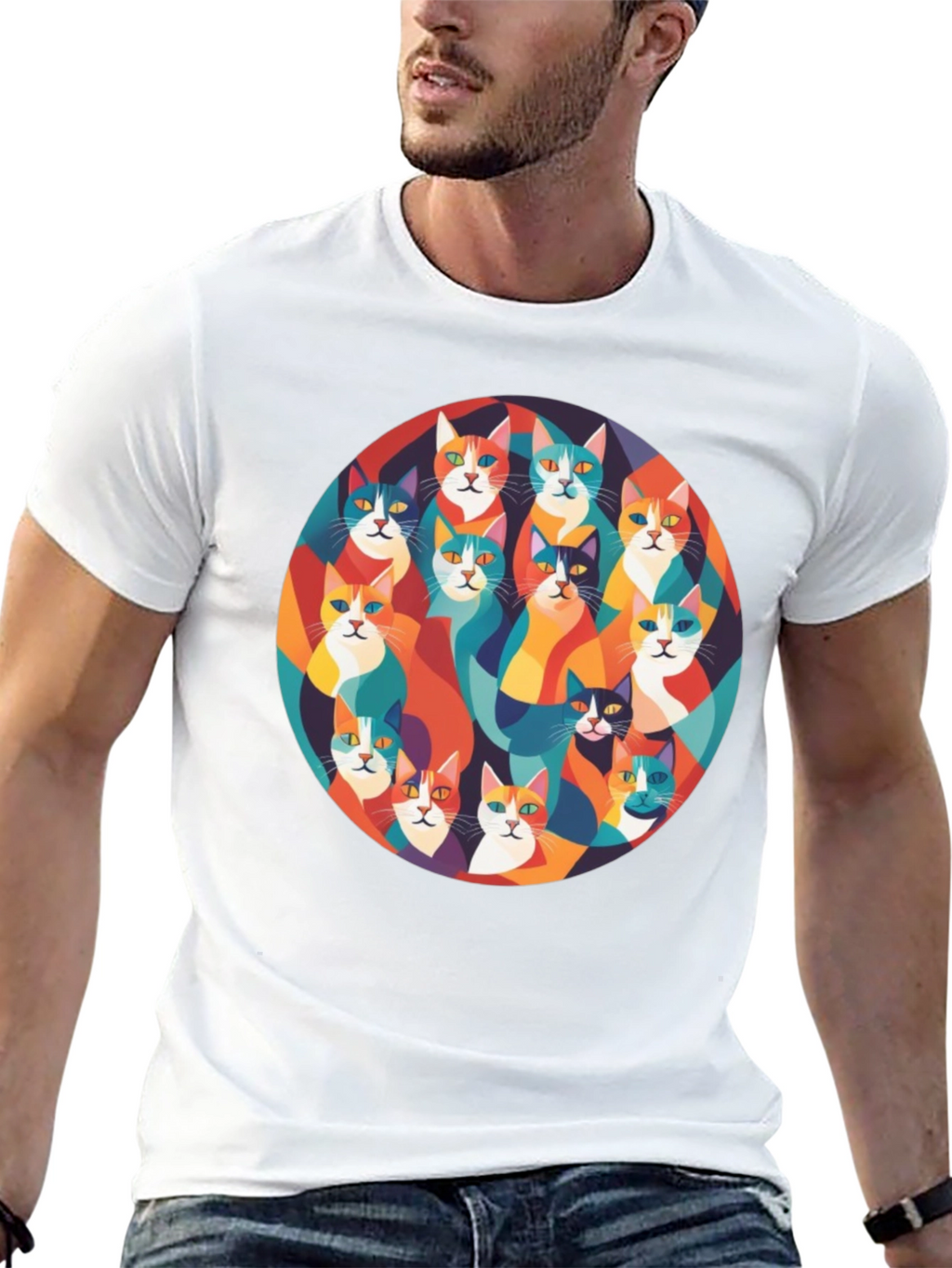 Colorful Cats Graphic T-Shirt