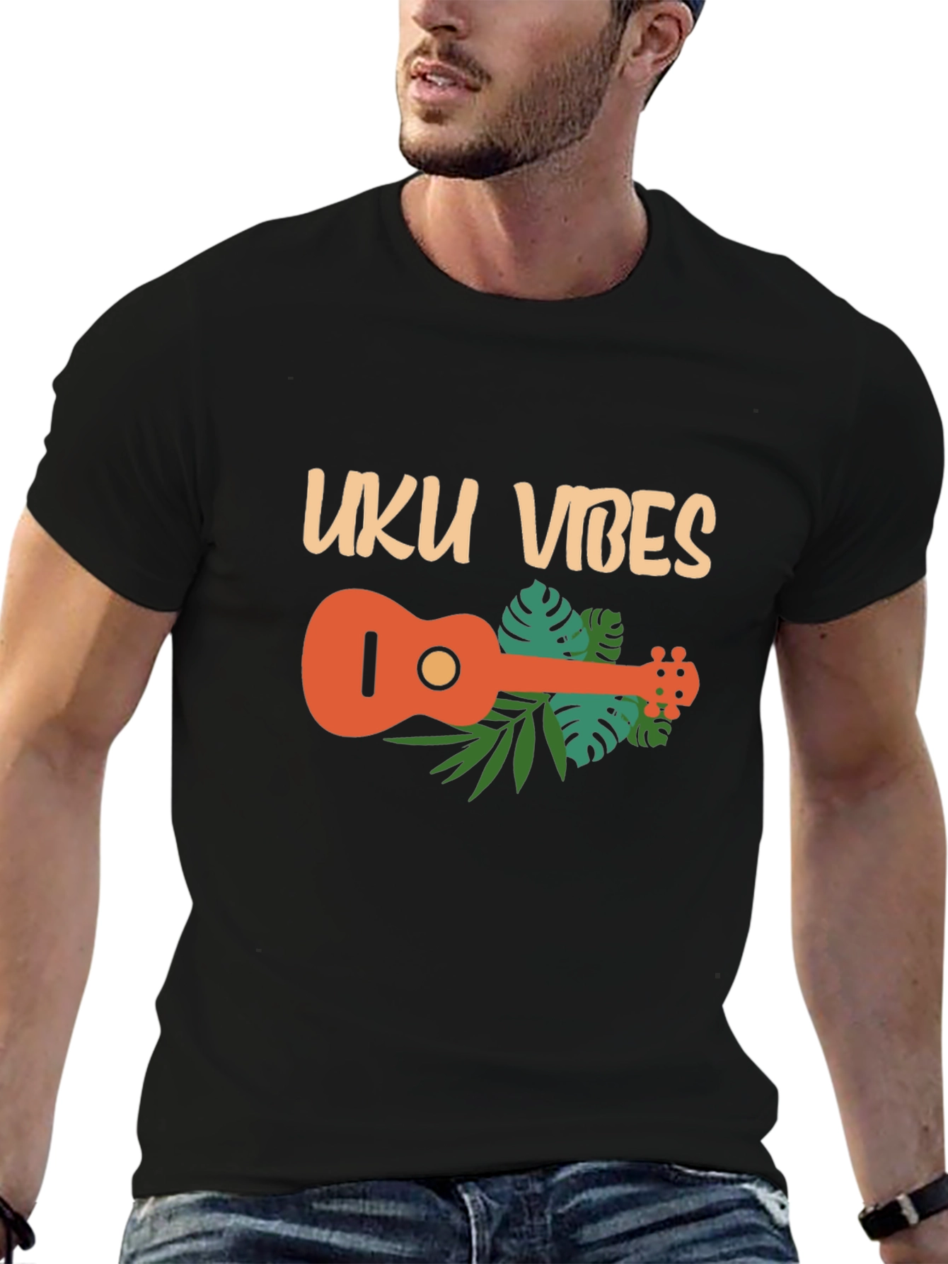 Uku Vibes T-Shirt - Black Ukulele Graphic Tee