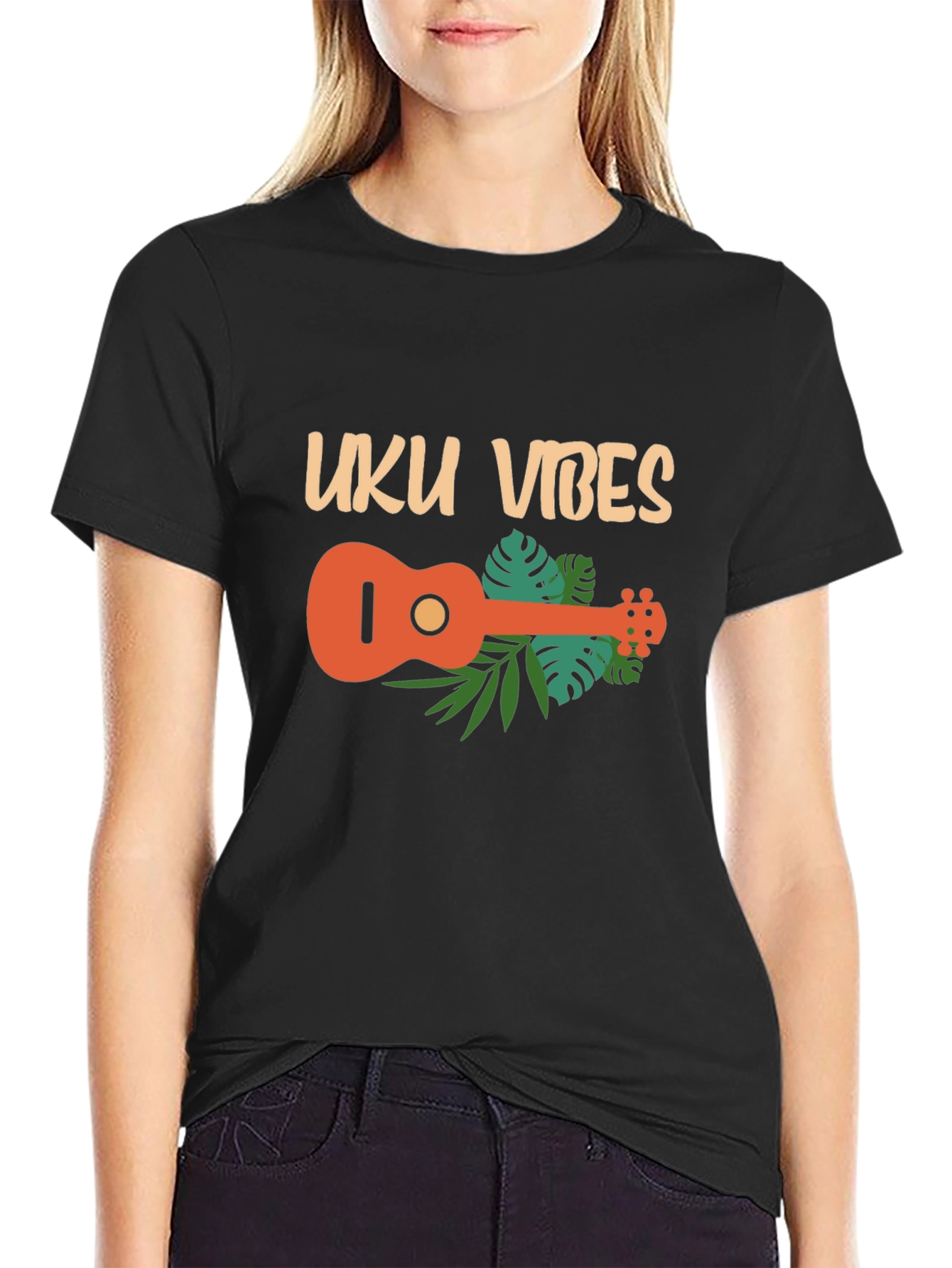 Uku Vibes T-Shirt - Black Ukulele Graphic Tee