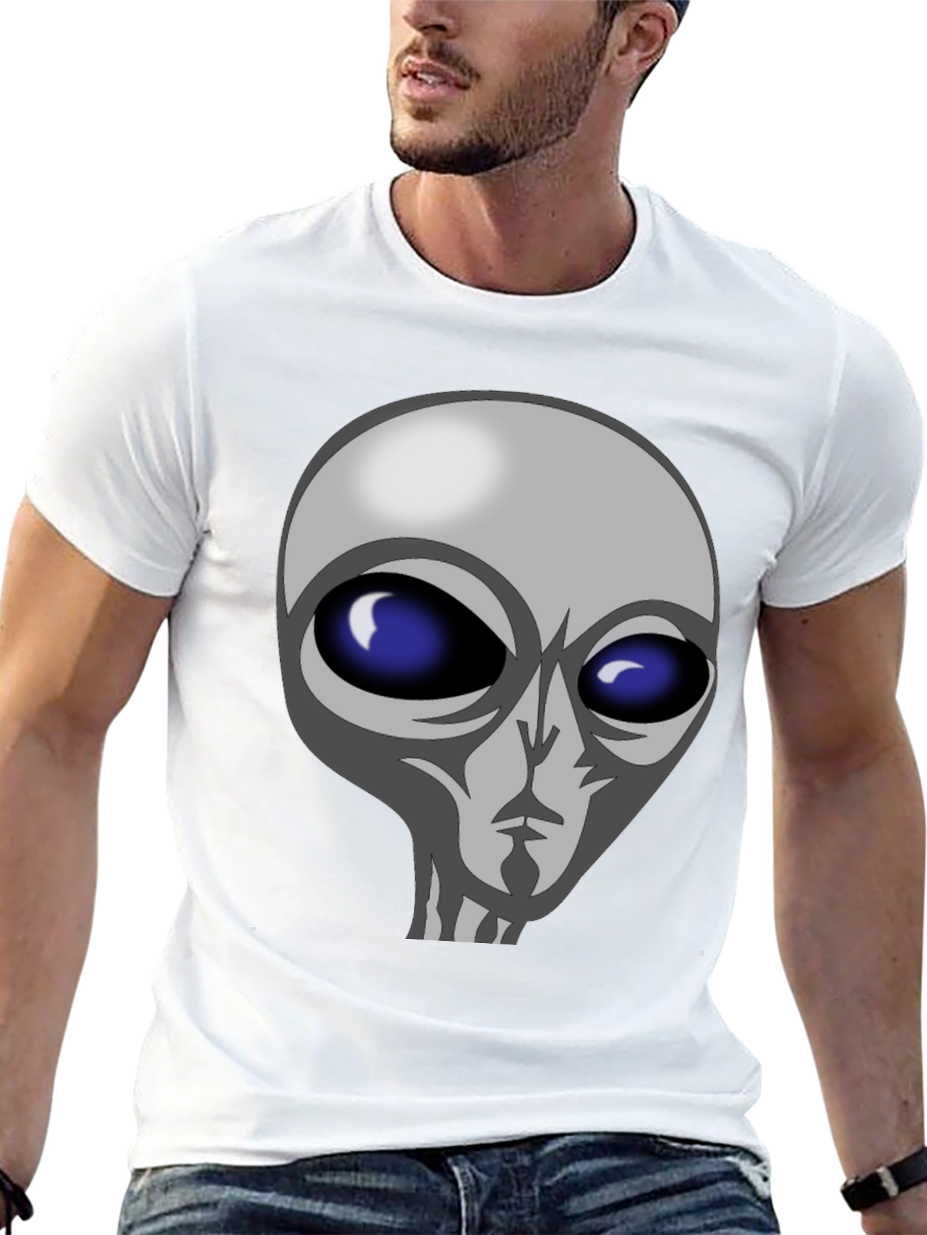 Alien Graphic Tee - Black Cotton T-Shirt