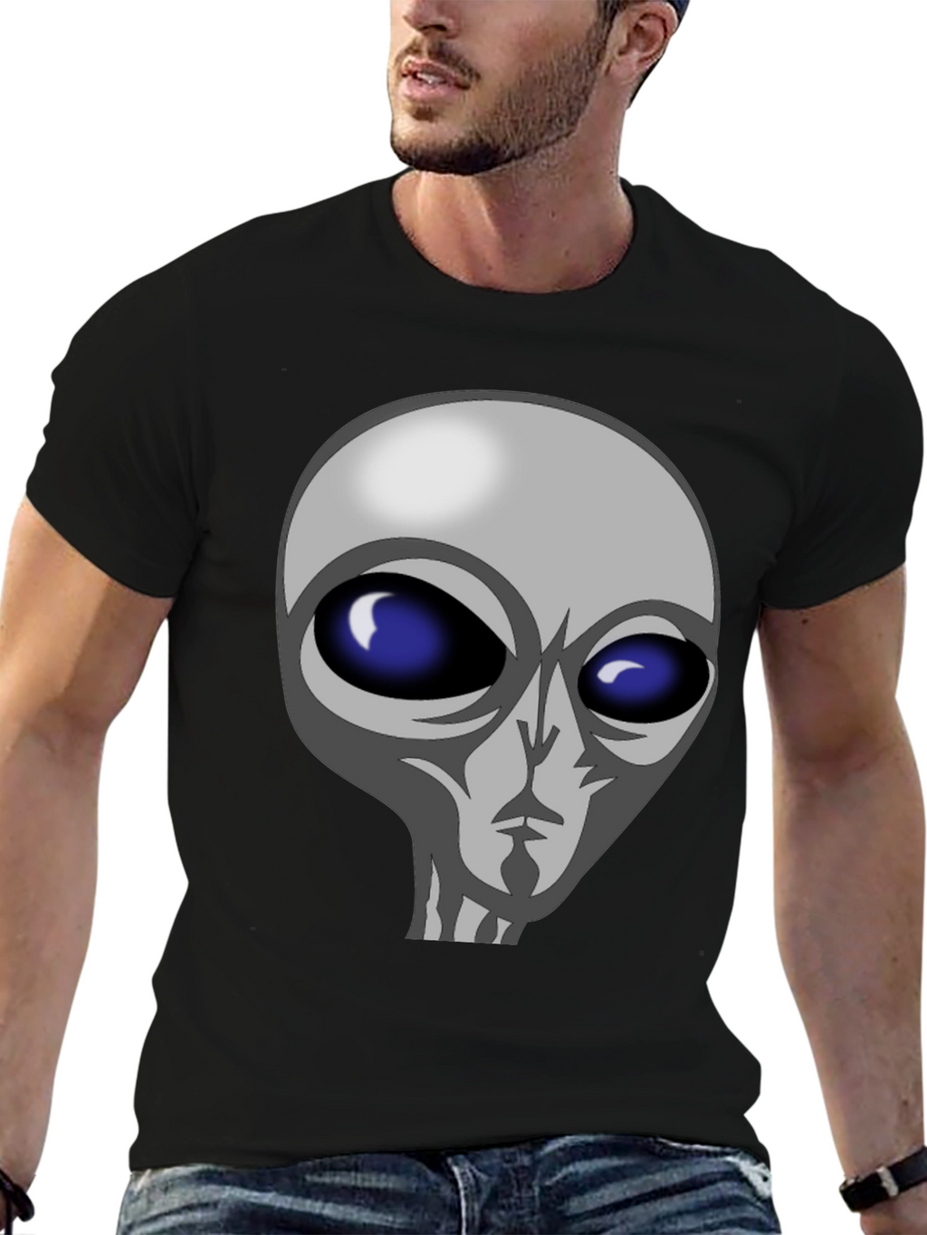 Alien Graphic Tee - Black Cotton T-Shirt