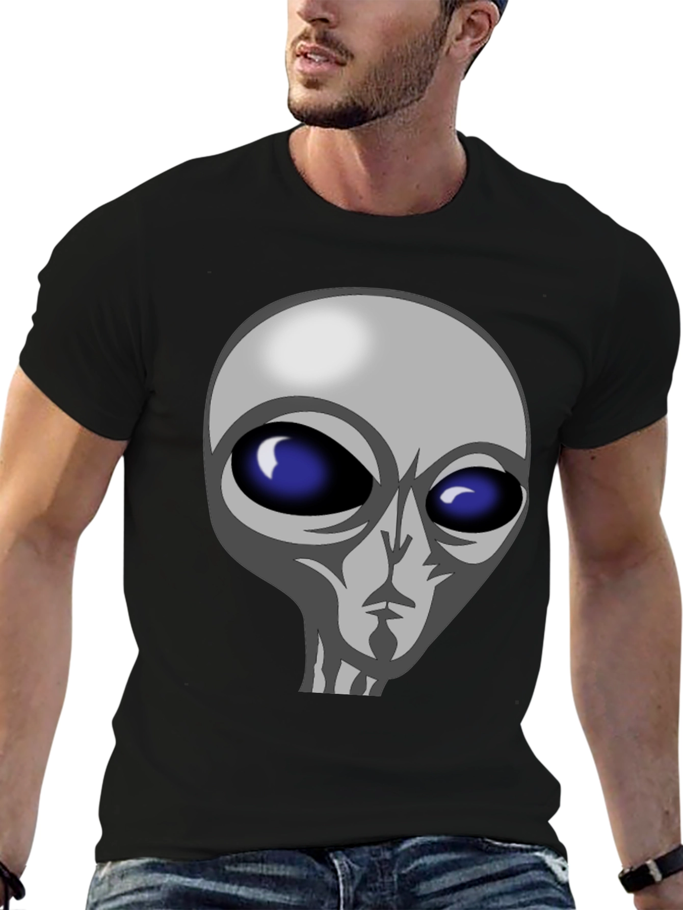 Alien Graphic Tee - Black Cotton T-Shirt