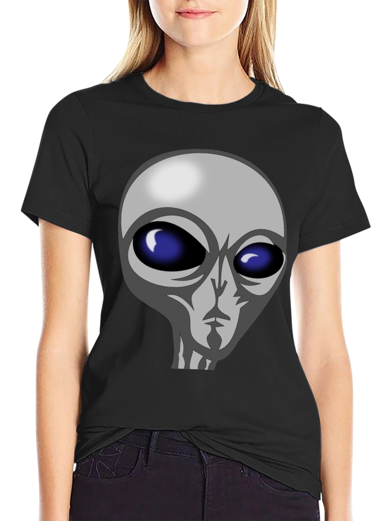 Alien Graphic Tee - Black Cotton T-Shirt