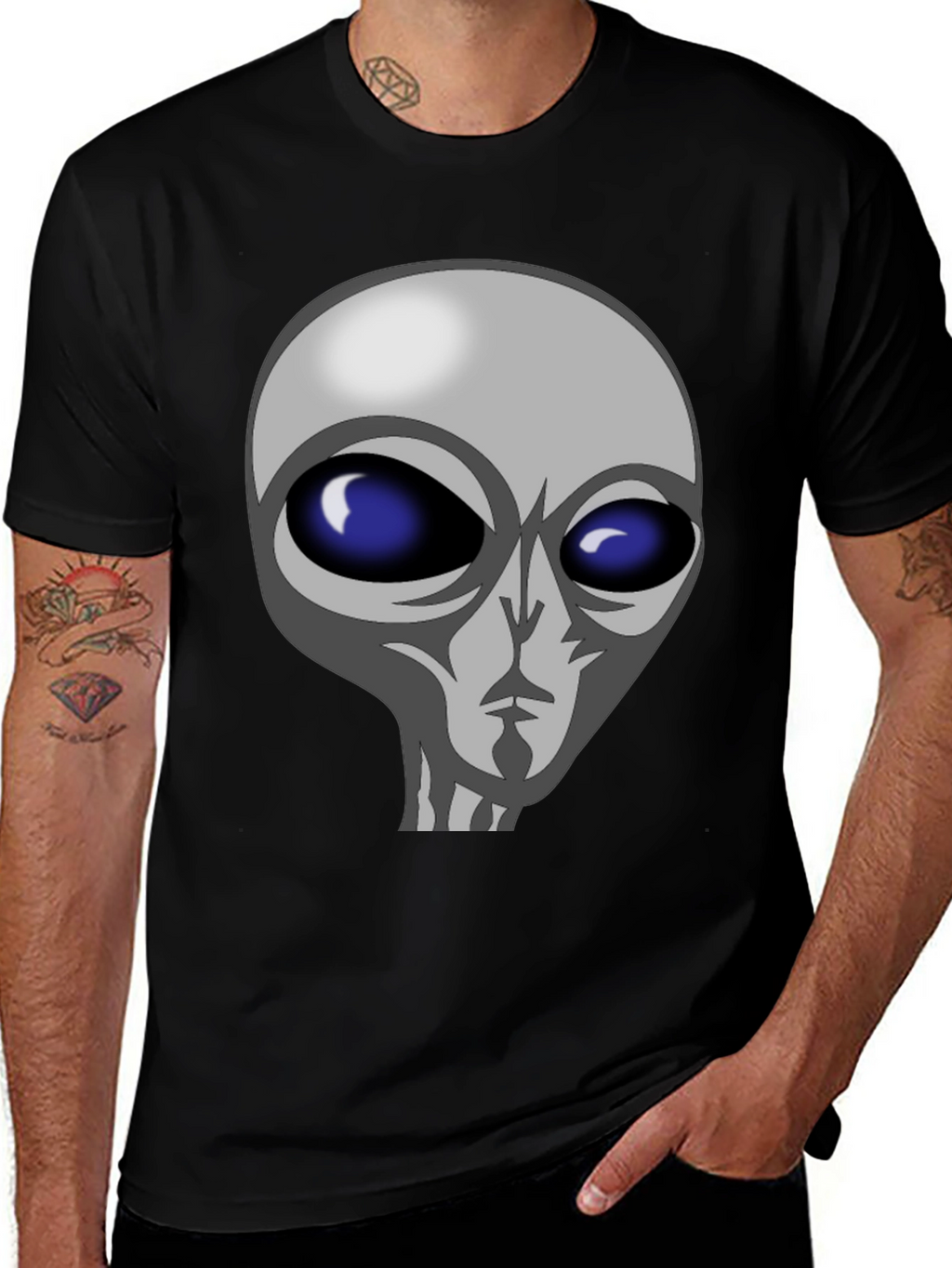 Alien Graphic Tee - Black Cotton T-Shirt