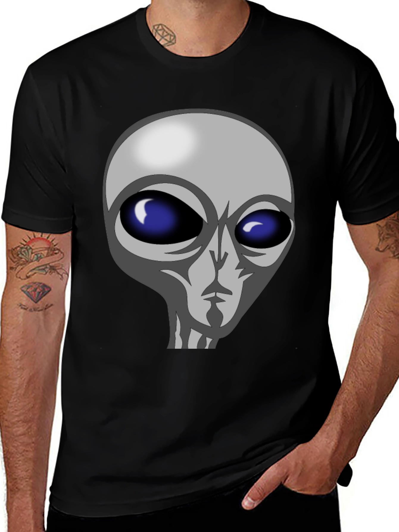 Alien Graphic Tee - Black Cotton T-Shirt