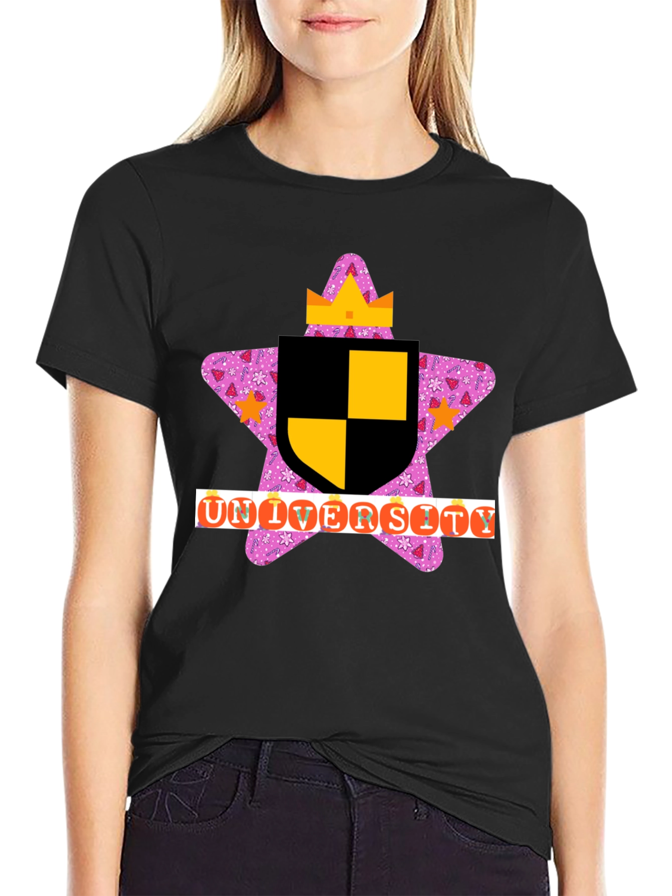 Novelty University T-Shirt - Black Tee