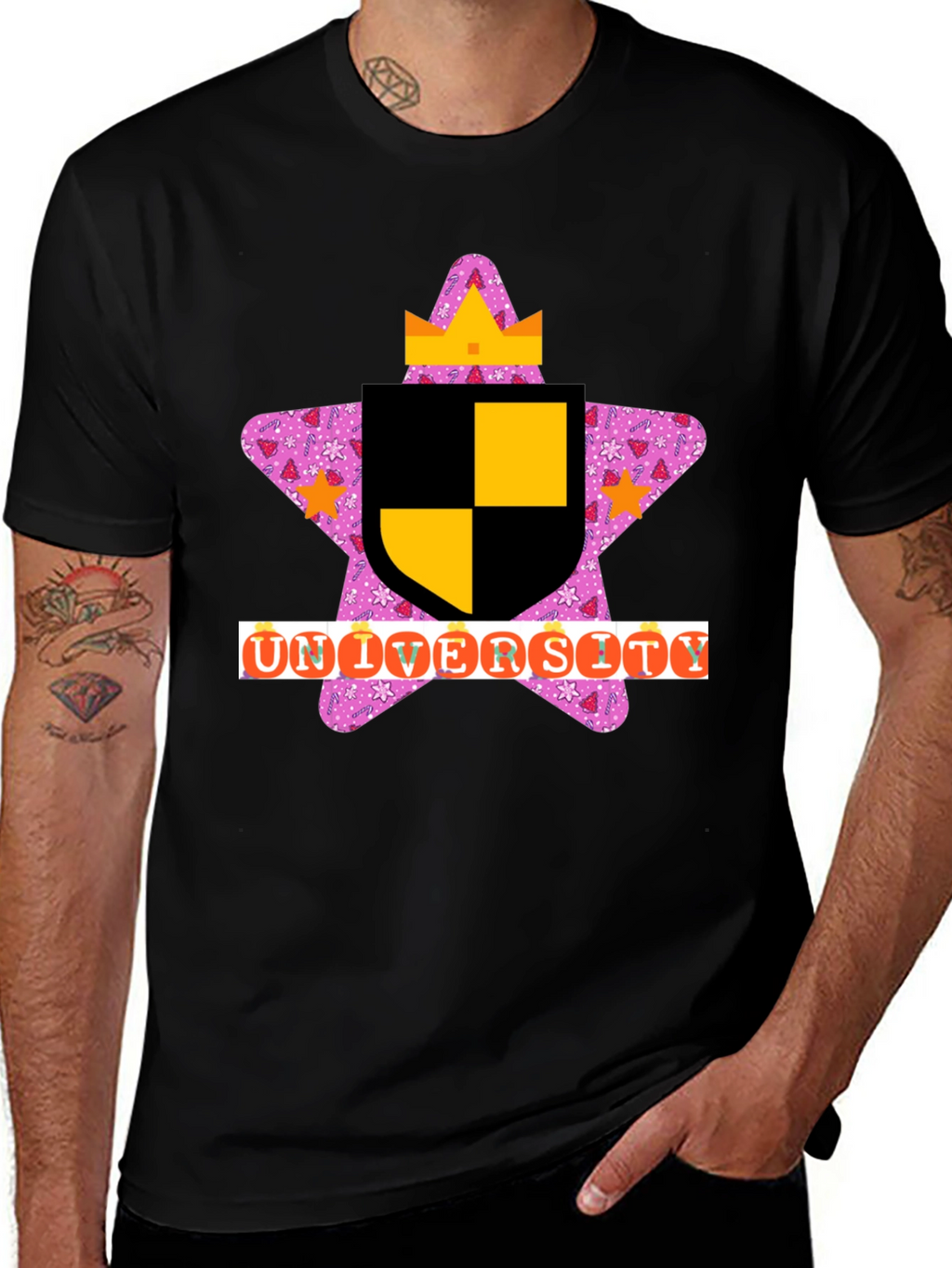 Novelty University T-Shirt - Black Tee