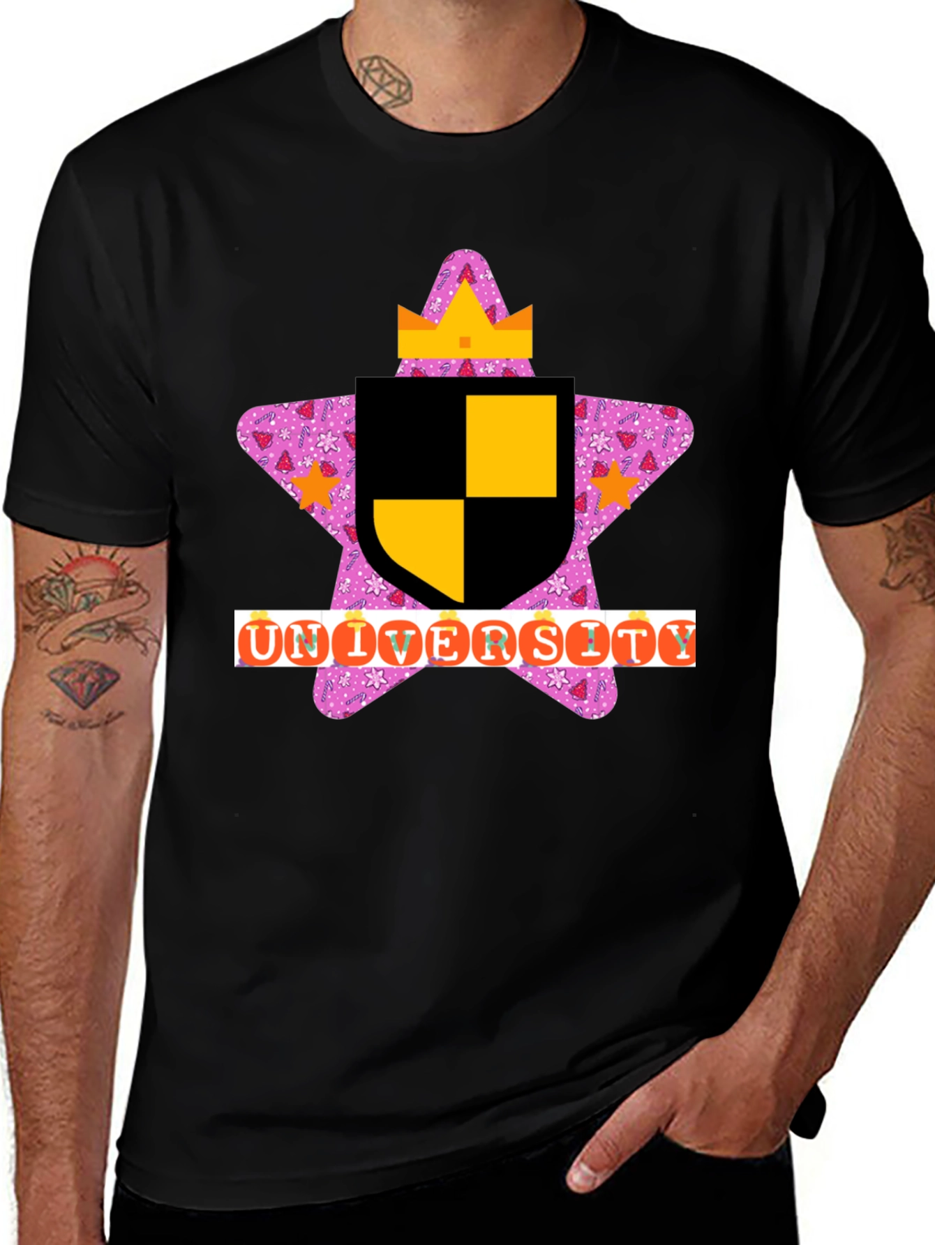 Novelty University T-Shirt - Black Tee