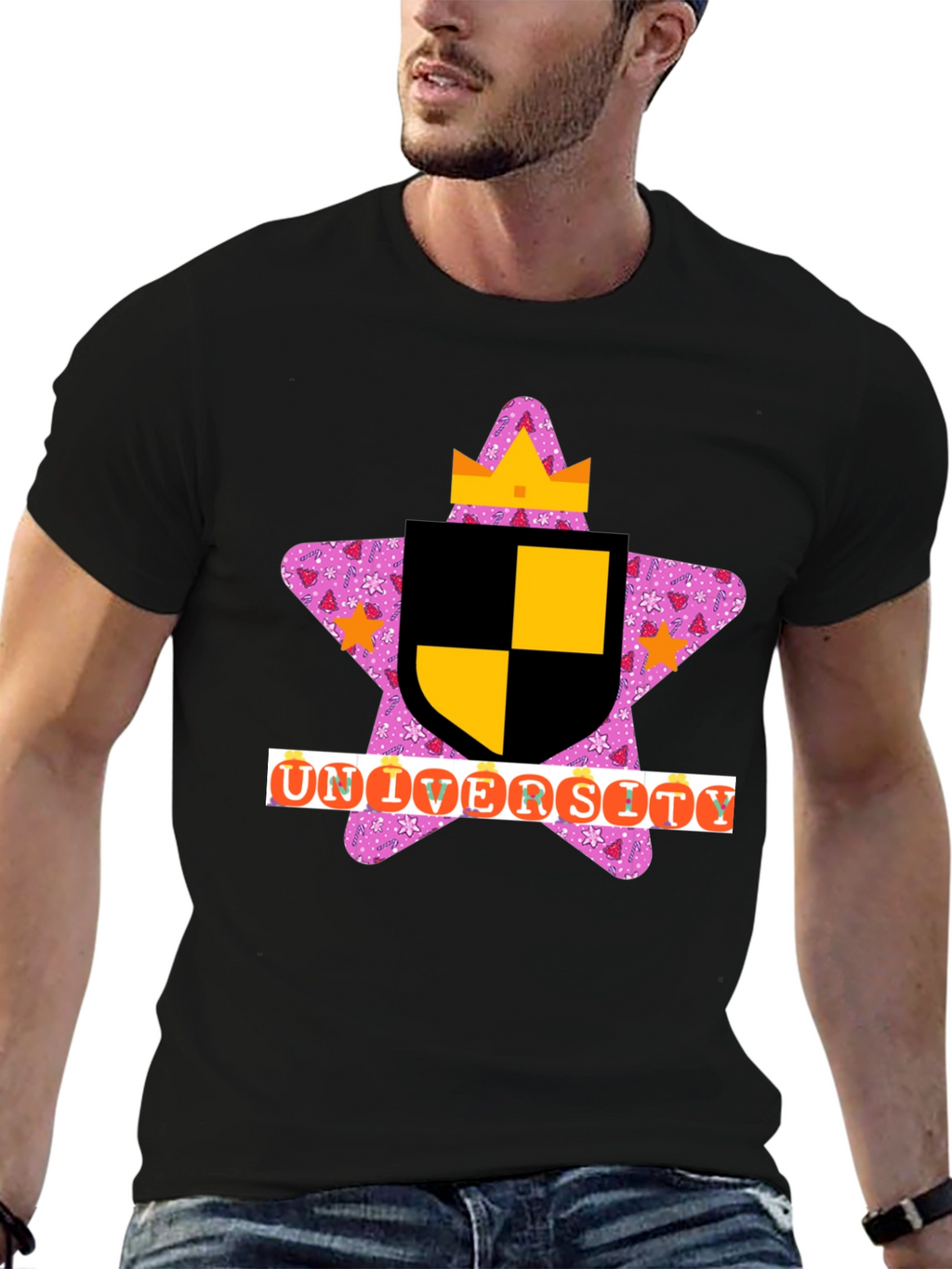 Novelty University T-Shirt - Black Tee
