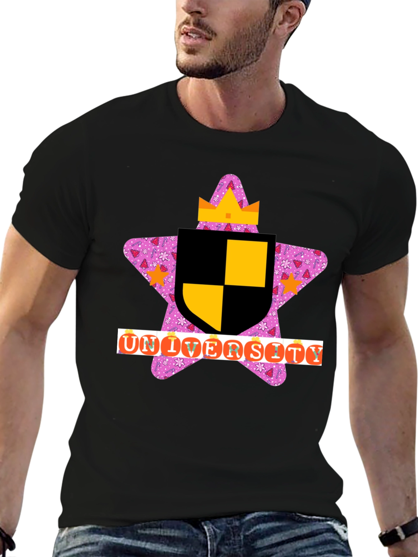 Novelty University T-Shirt - Black Tee
