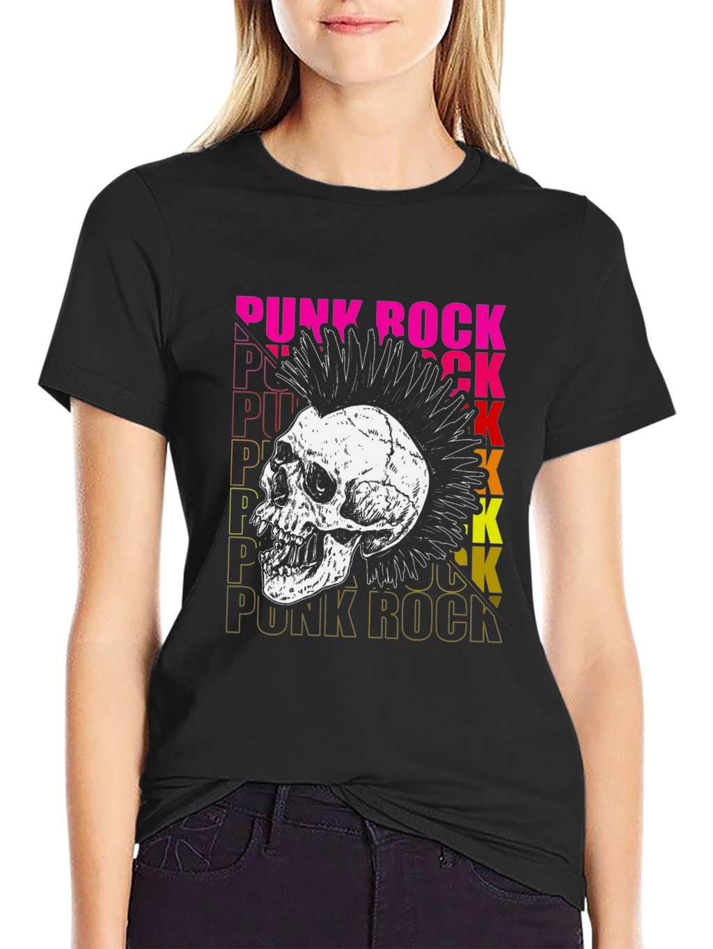 Punk Rock Skull Graphic T-Shirt