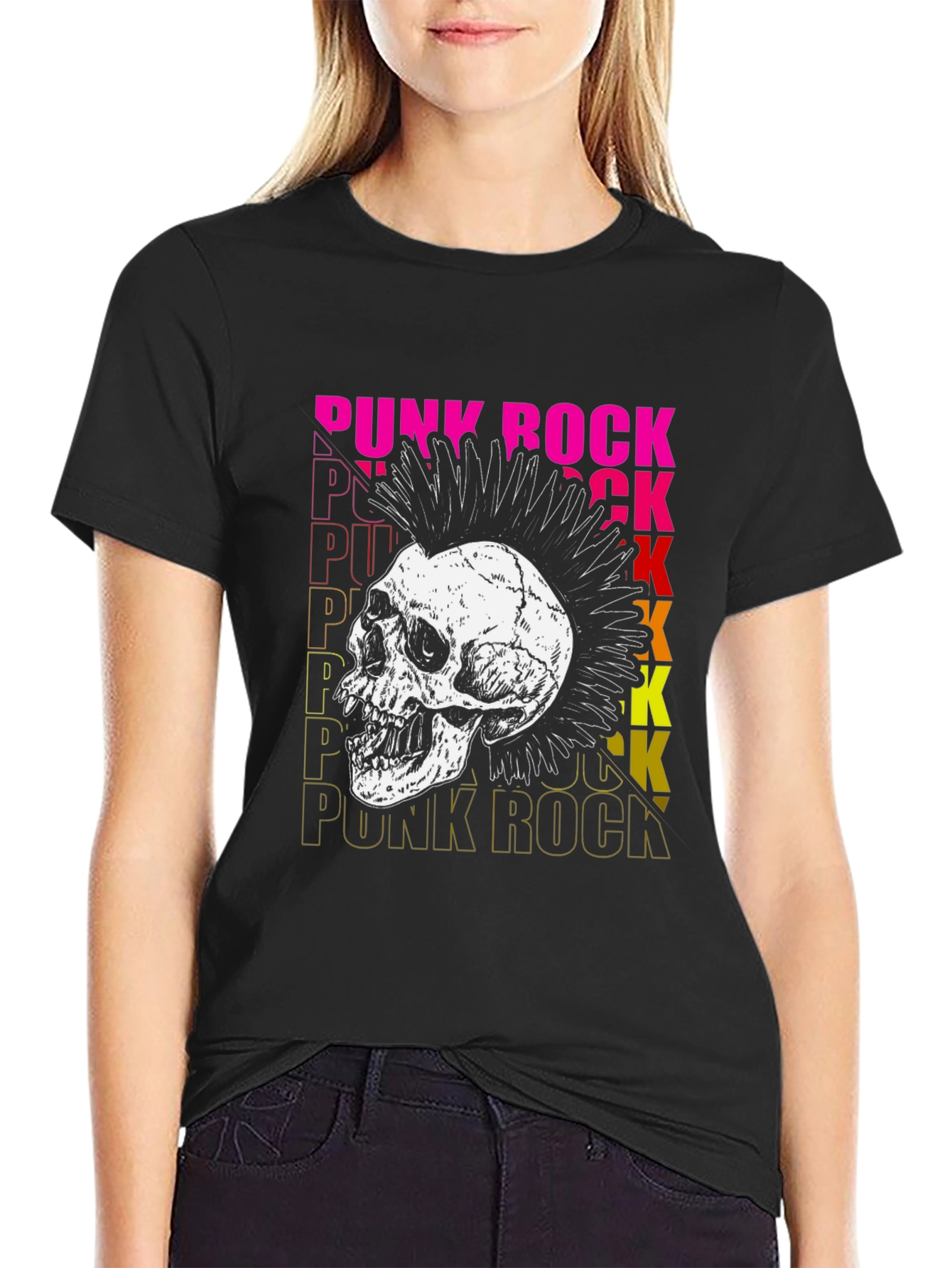 Punk Rock Skull Graphic T-Shirt