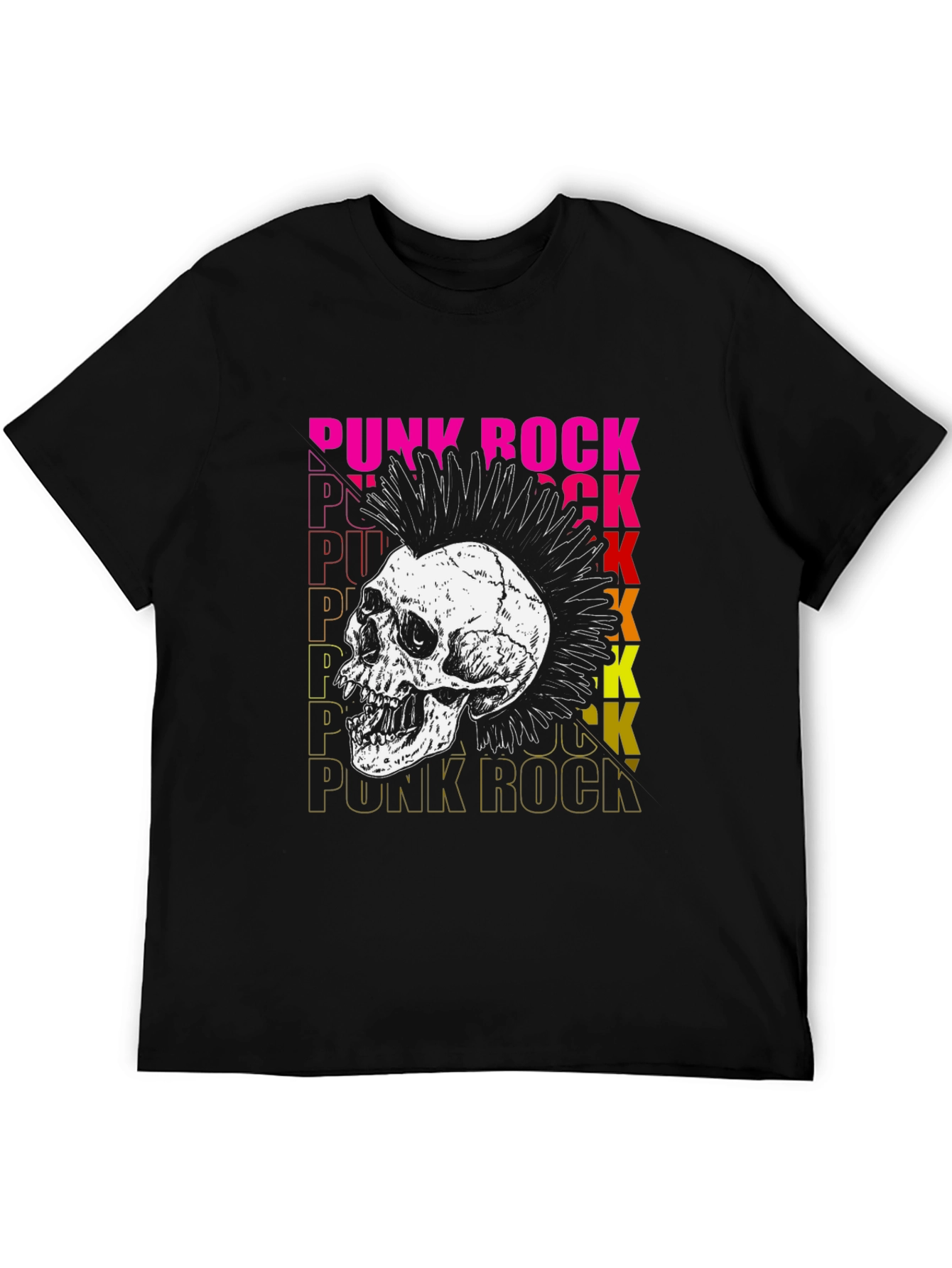 Punk Rock Skull Graphic T-Shirt