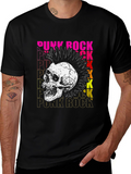 Punk Rock Skull Graphic T-Shirt