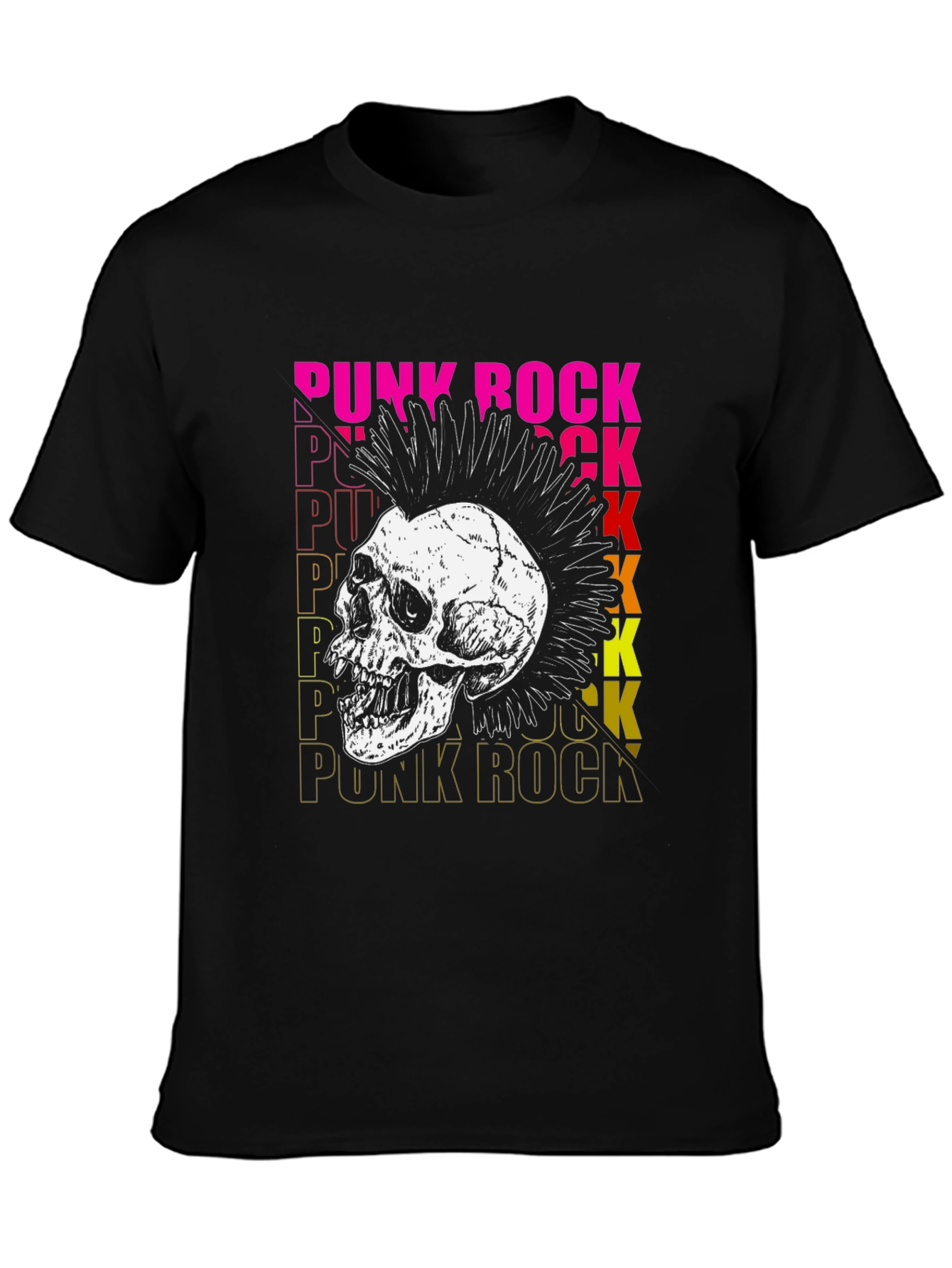 Punk Rock Skull Graphic T-Shirt
