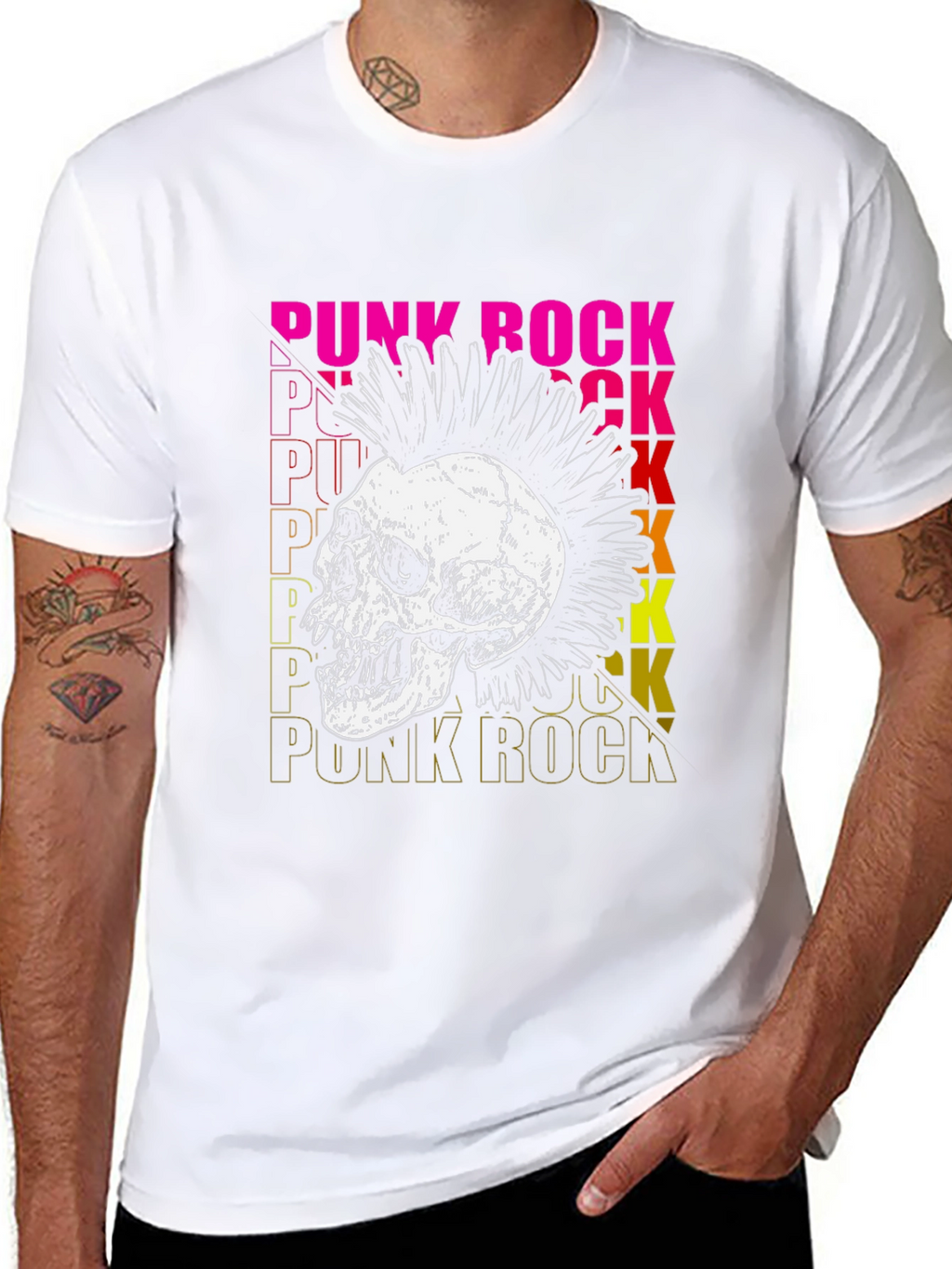 Punk Rock Skull Graphic T-Shirt